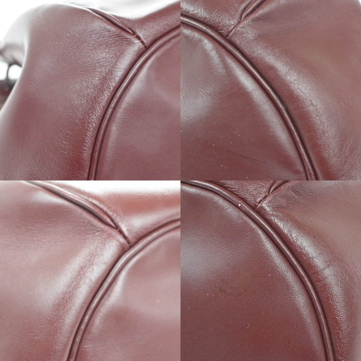 CARTIER Logo Must Line Shoulder Bag Leather Red Burgundy GHW Spain 04KC591