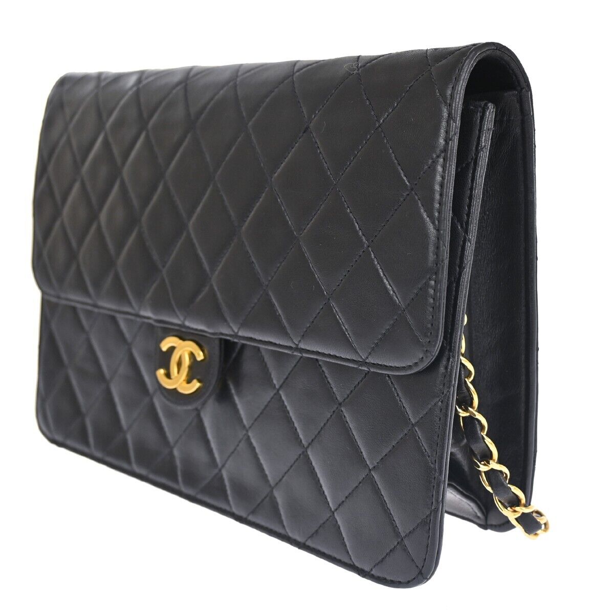 CHANEL CC Matelasse 25 Chain Shoulder Bag Leather Black GHW Vintage 813RH995