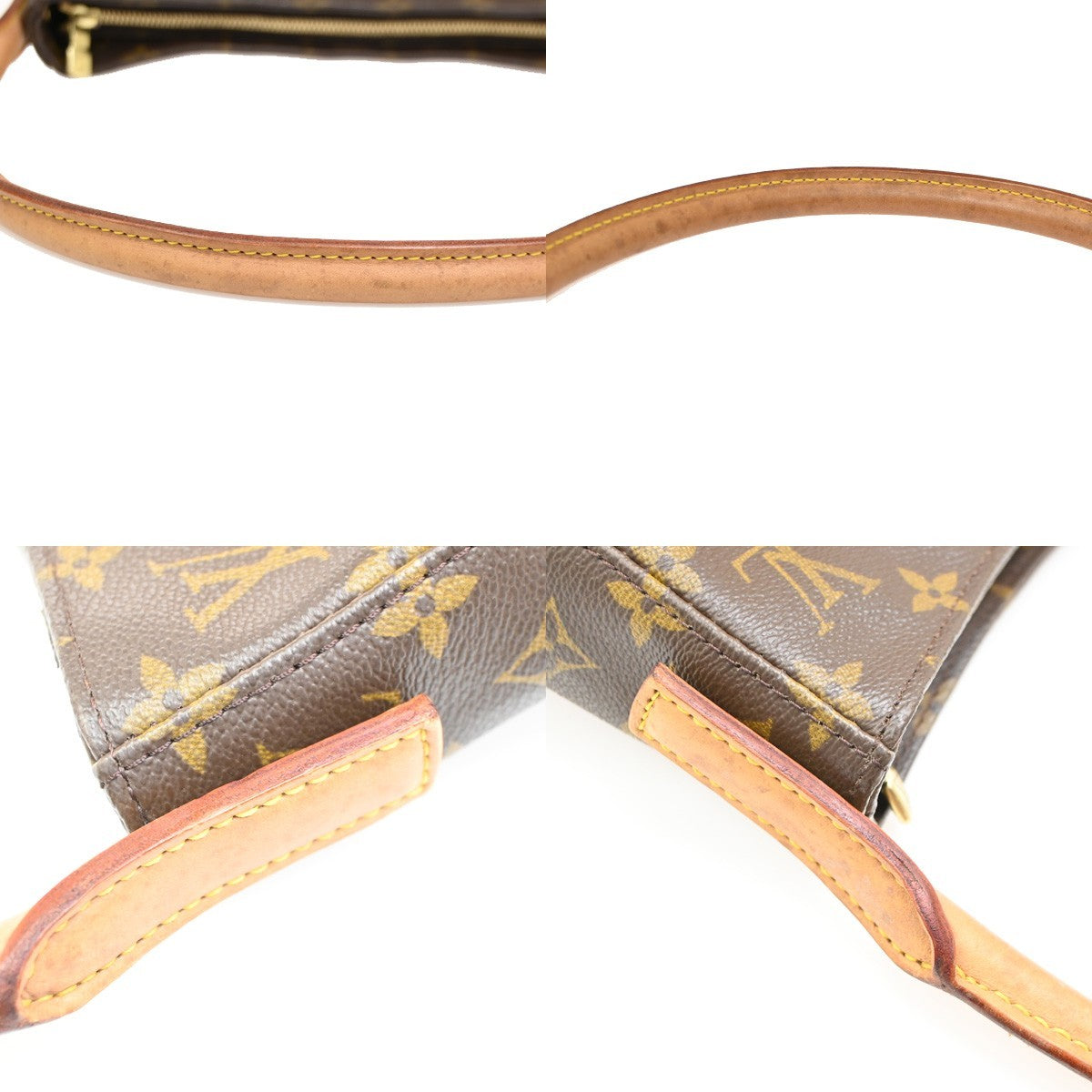 LOUIS VUITTON Logo Looping GM Shoulder Bag Monogram Leather Brown M51145 72CA723
