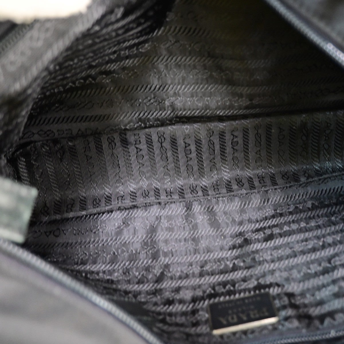 PRADA MILANO Logo Tessuto Shoulder Bag Nylon Leather Black 62SA169