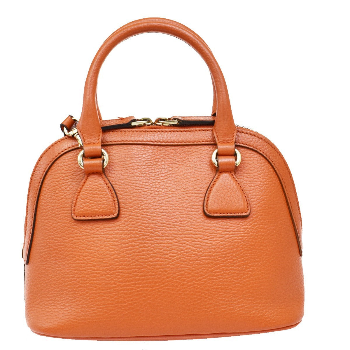GUCCI Logo Interlocking G 2Way Shoulder Hand Bag Leather Orange GHW 93KB068