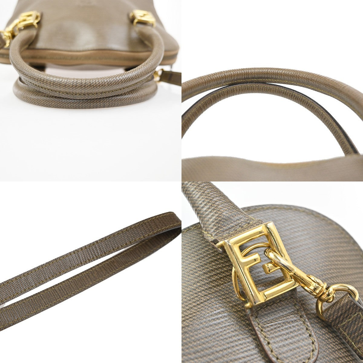 FENDI FF Logo 2way Shoulder Hand Bag Leather Brown GHW Italy 36KD108