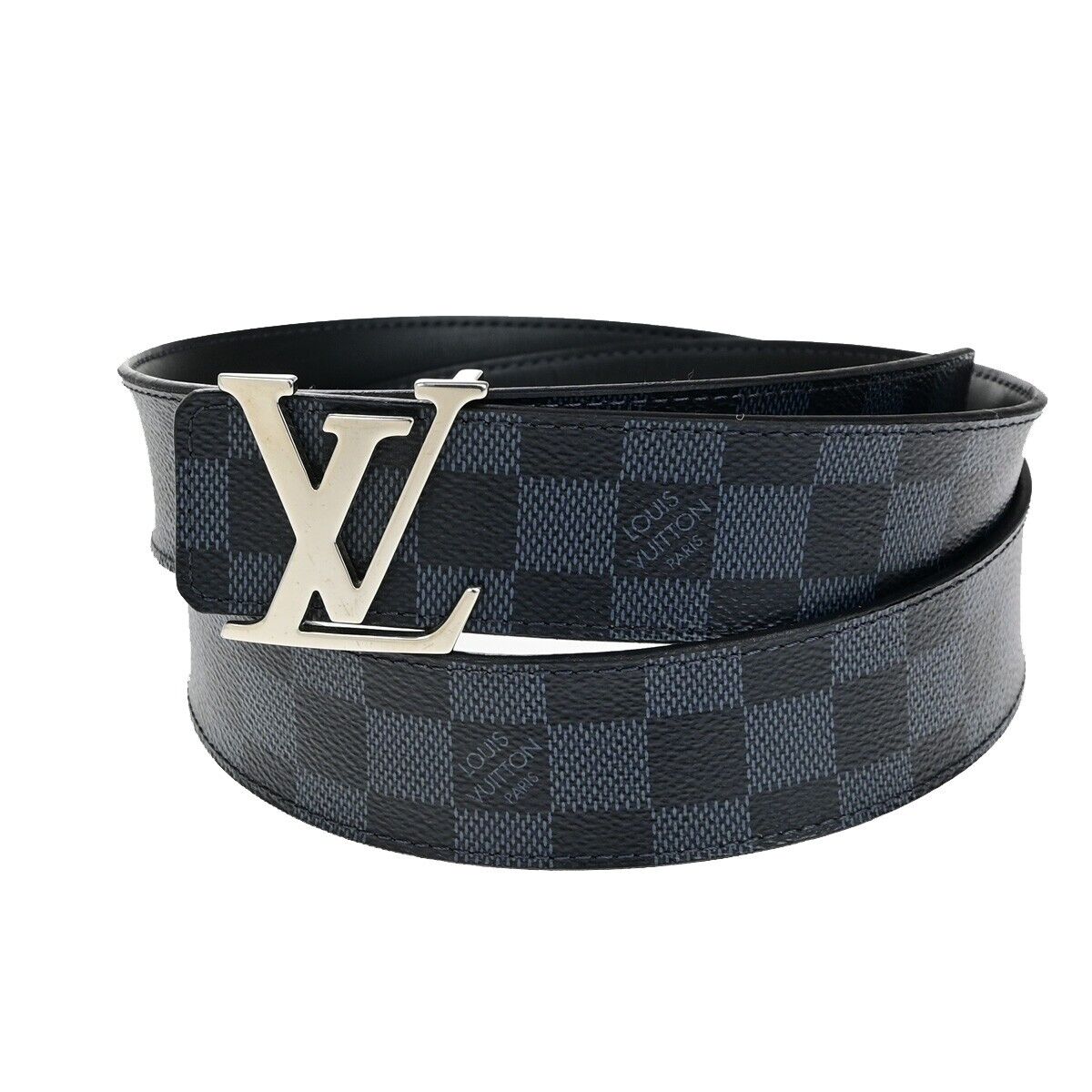 LOUIS VUITTON Ceinture Initiales Belt Damier Graphit Leather BK M0087 32ED271