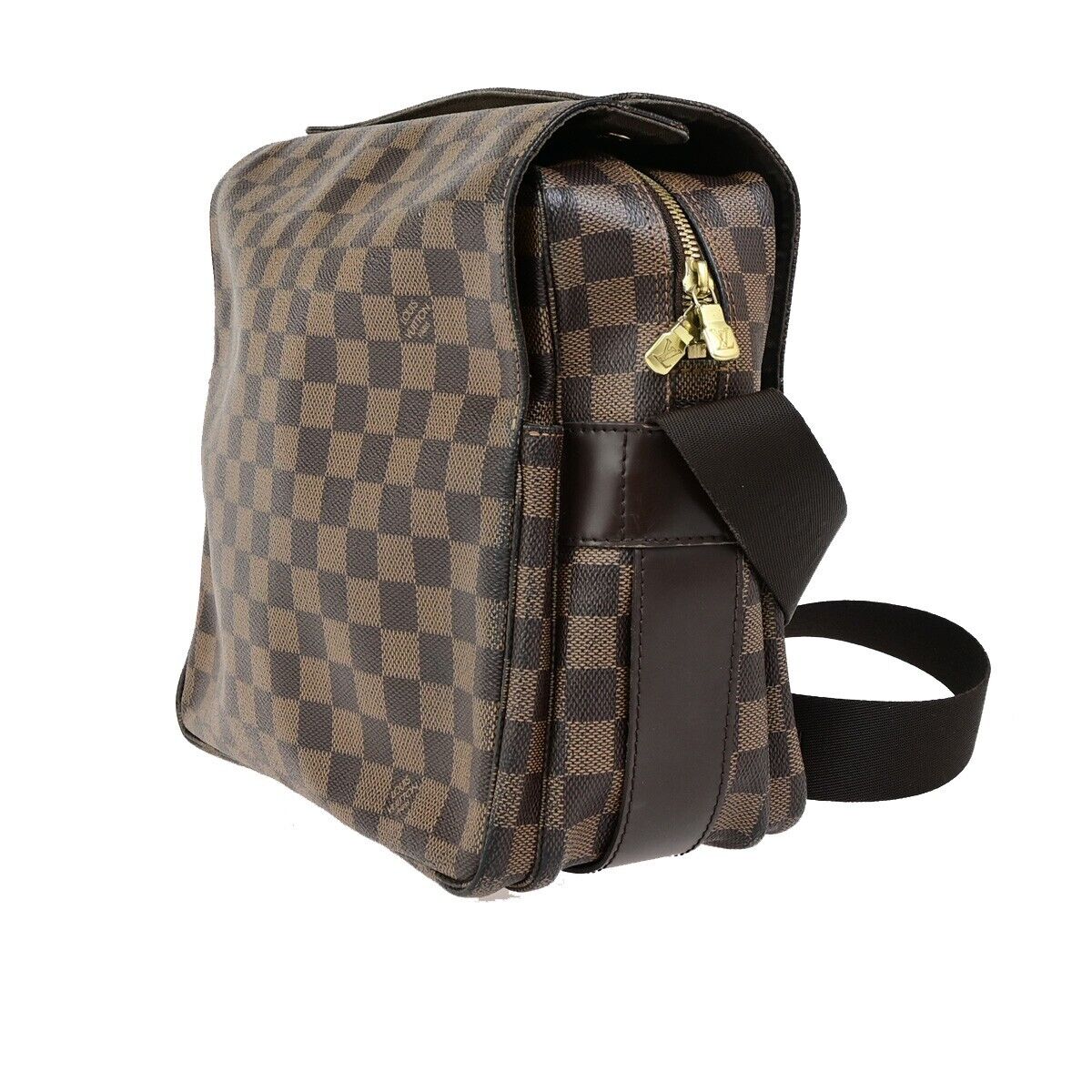 LOUIS VUITTON Naviglio Shoulder Bag Damier Ebene Leather Brown N45255 35FB268