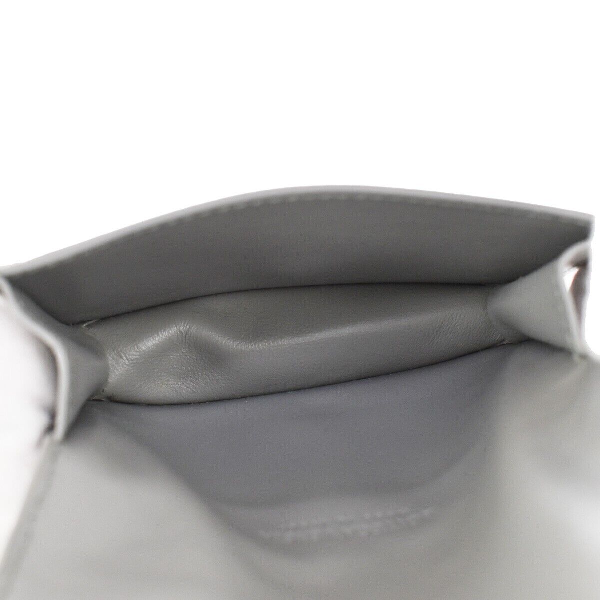 BOTTEGA VENETA Logo Intrecciato Bifold Card Case Leather Gray Italy 65RC264