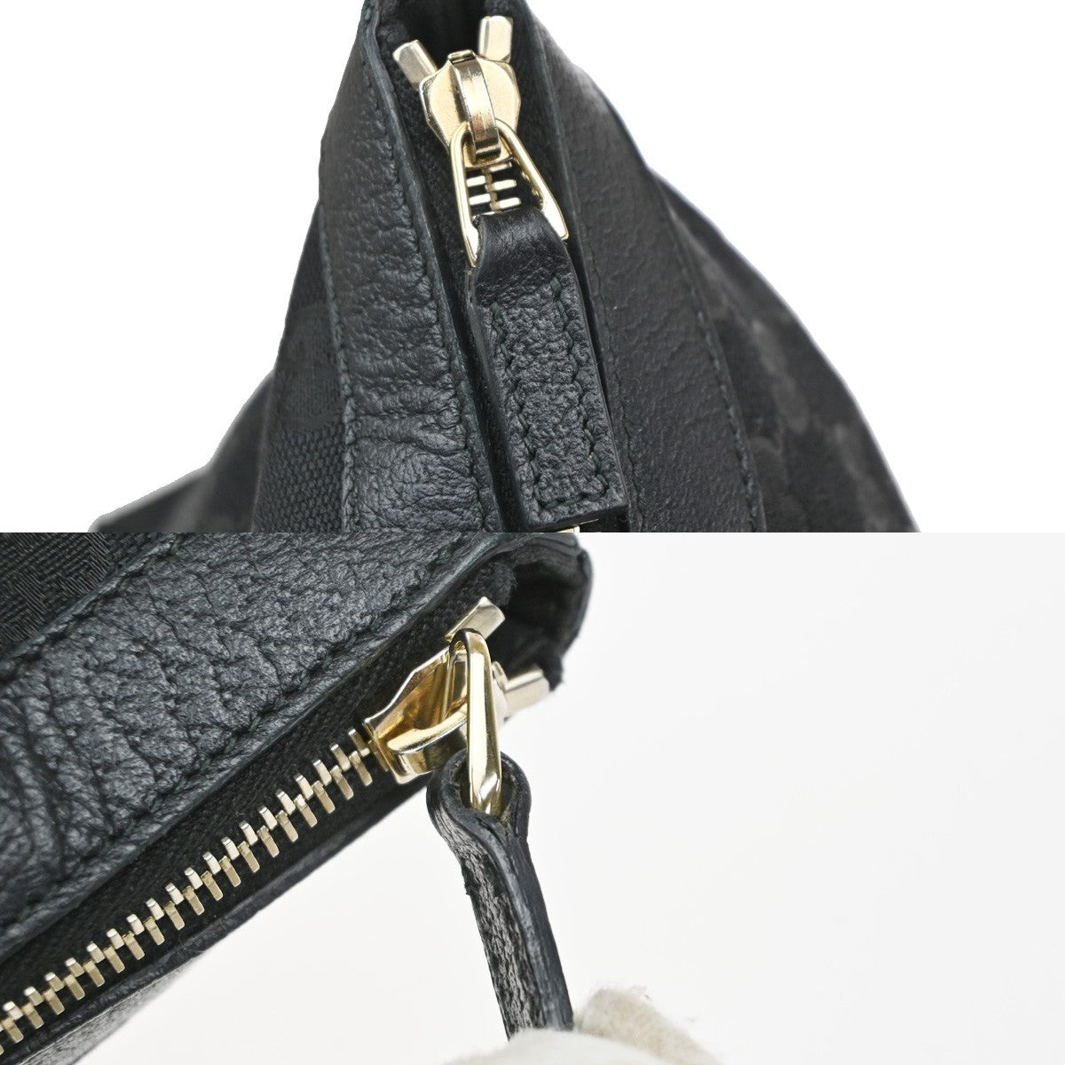 GUCCI Logo Abbey GG Tote Hand Bag Canvas Leather Black Italy GHW 34MA669