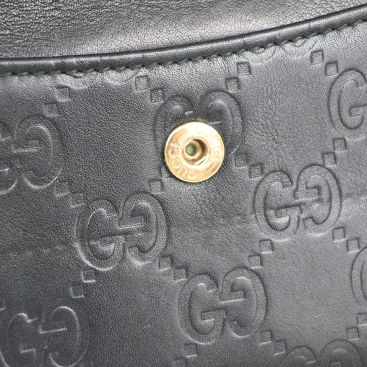GUCCI Logo Guccissima GG Lovely Heart Bifold Long Wallet Leather Black 02KD033