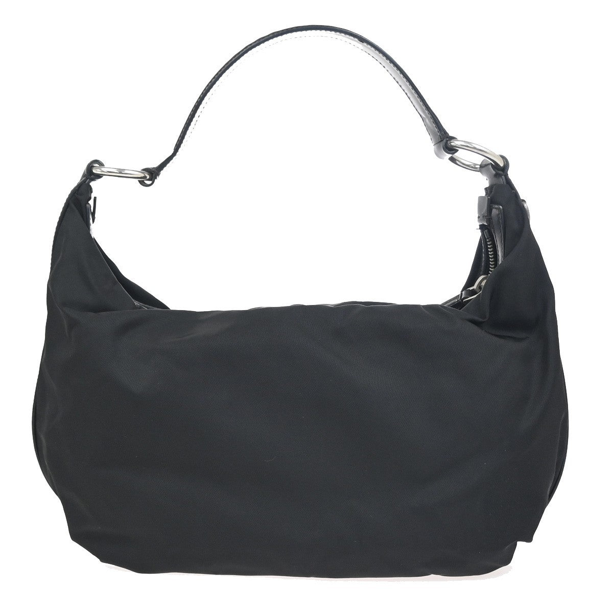 PRADA Triangle Logo Tessuto Shoulder Hand Bag Nylon Leather Black Italy 31ZA360