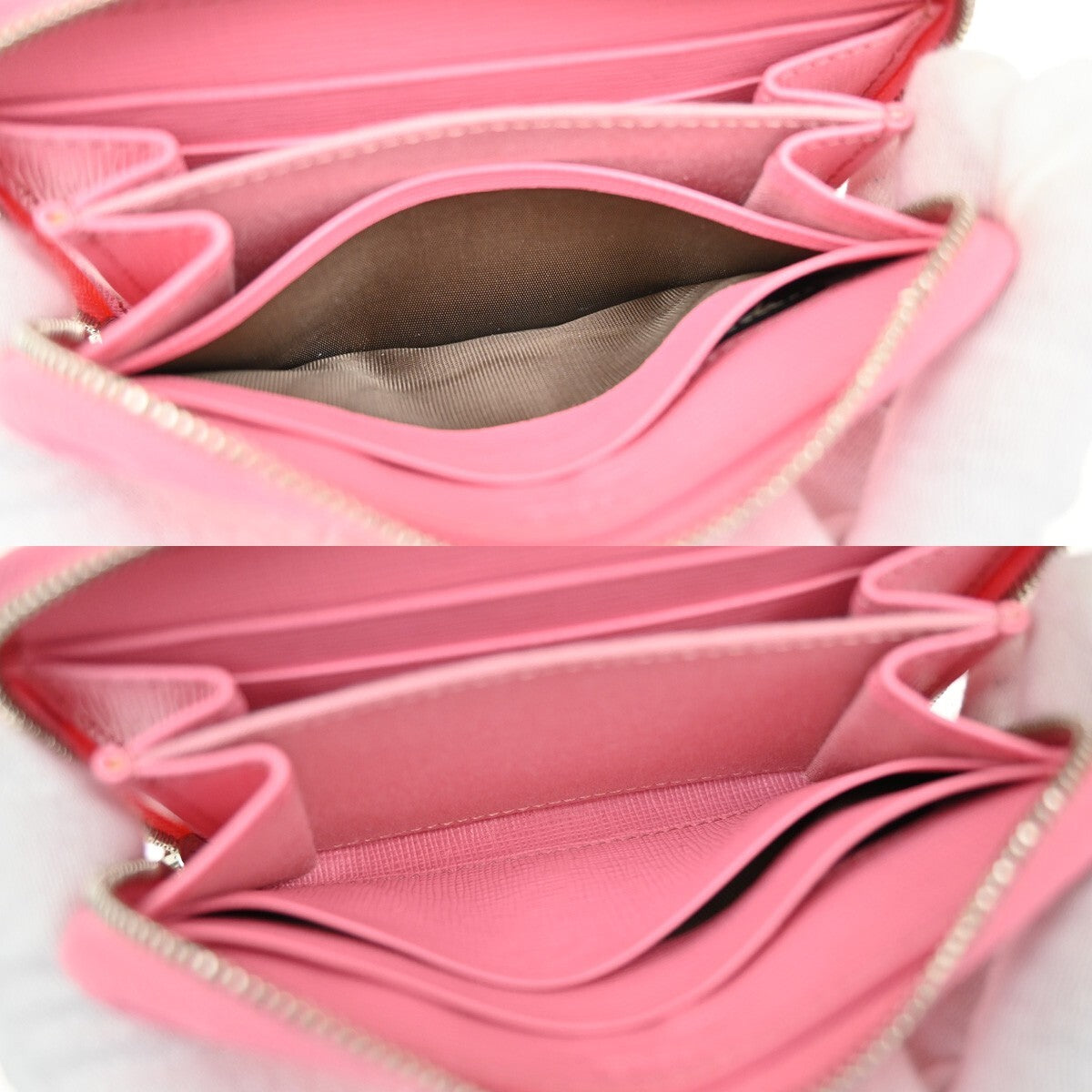 FENDI Logo Monster Bugs Eyes Compact Zip Around Coin Wallet Leather Pink 64YH228