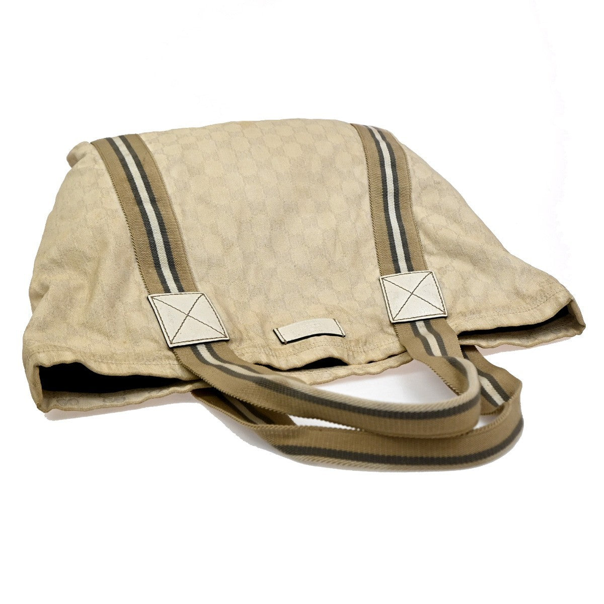 22.Live GUCCI Logo GG Pattern Shoulder Bag Canvas Leather Beige Italy 63EG210