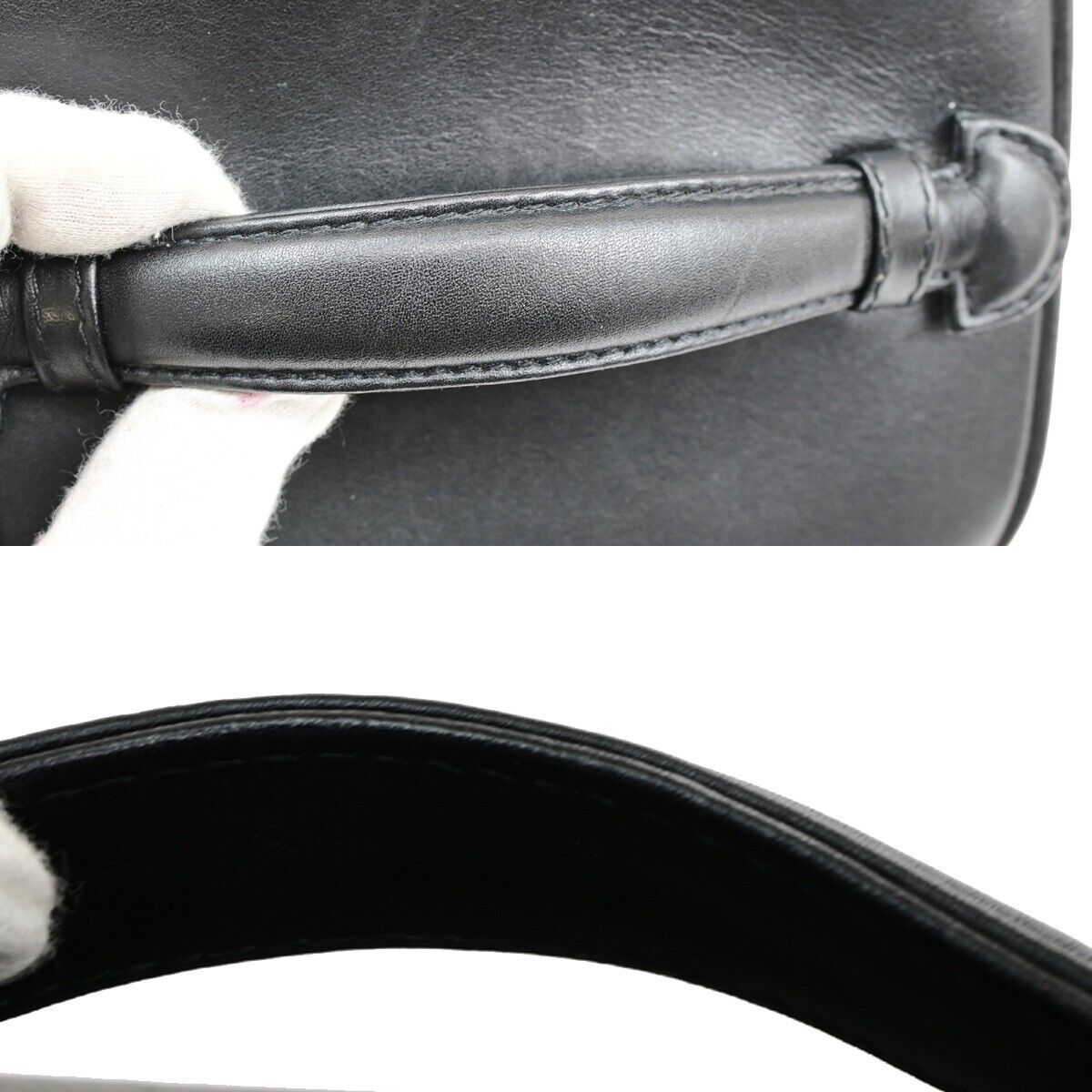 CHANEL CC Logo Bicolore Vanity Hand Bag Leather Black GHW Italy 76ED424