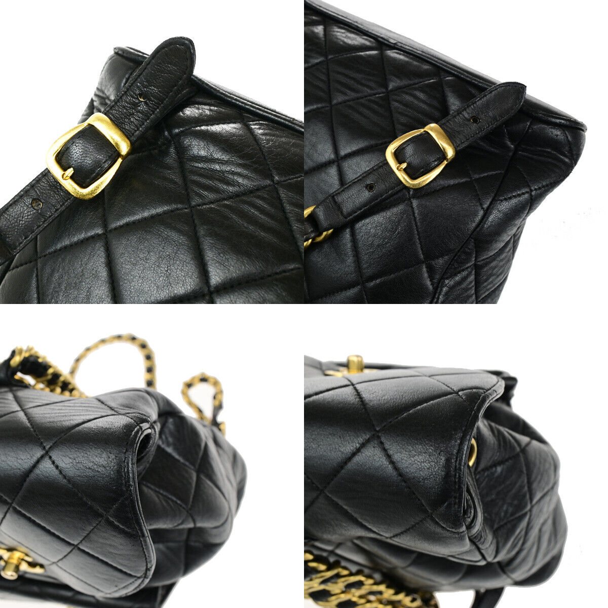 CHANEL CC Logo Matelasse Chain Backpack Bag Leather Black GHW Vintage 889RK563