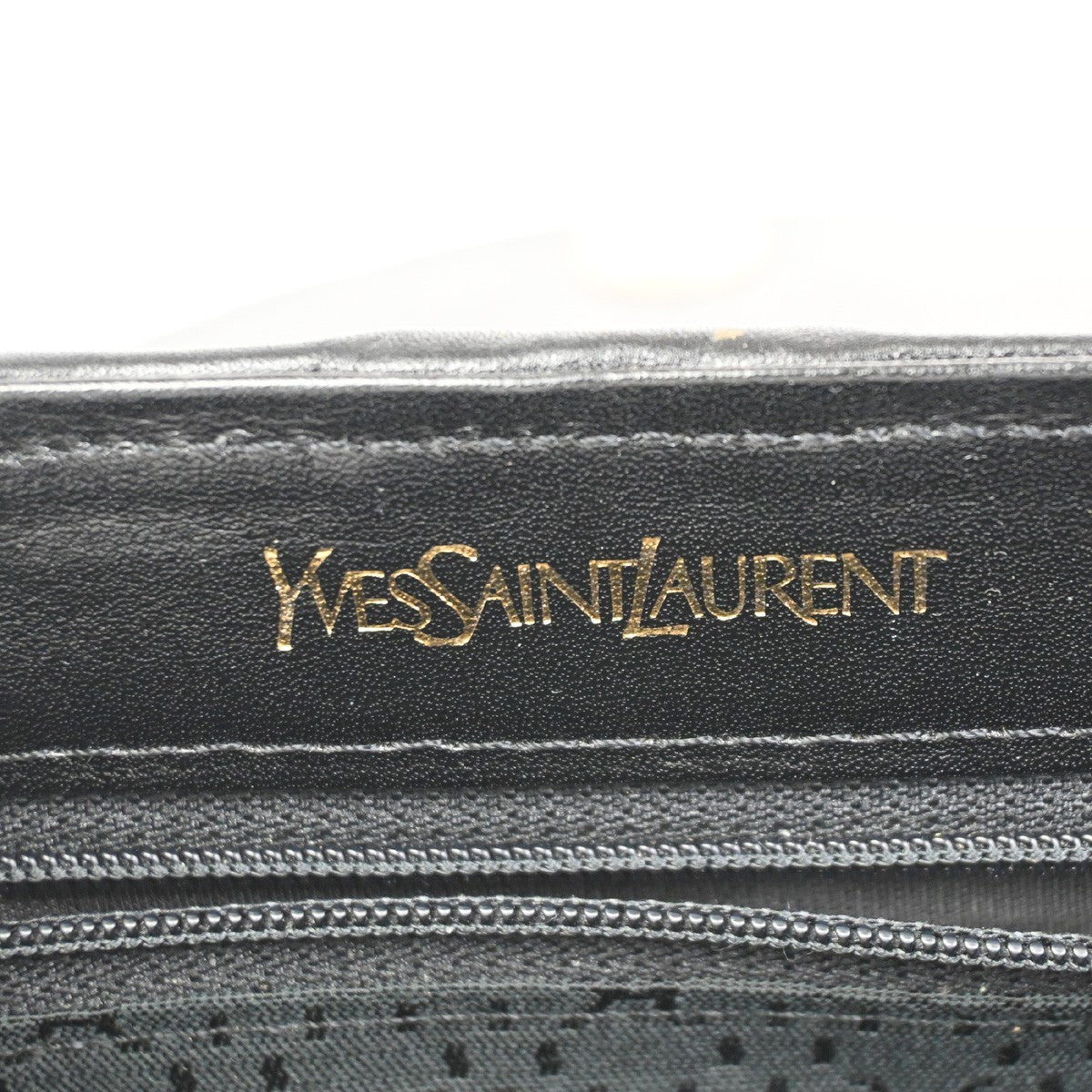 YVES SAINT LAURENT YSL Shoulder Crossbody Bag Embossed Leather Black 63ZA203