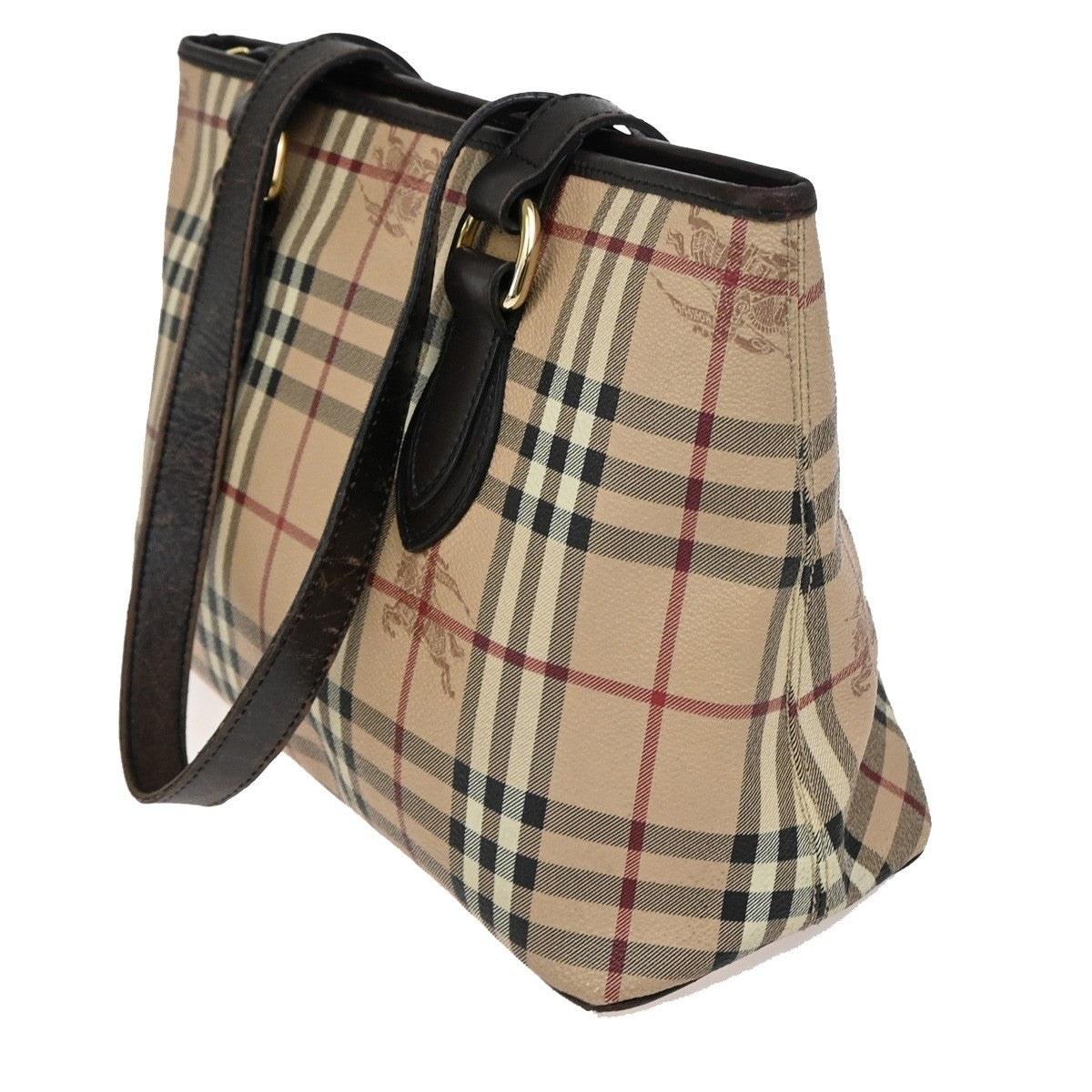 BURBERRY Logo Nova Check Shoulder Tote Bag Canvas Leather Beige Brown 67KA778