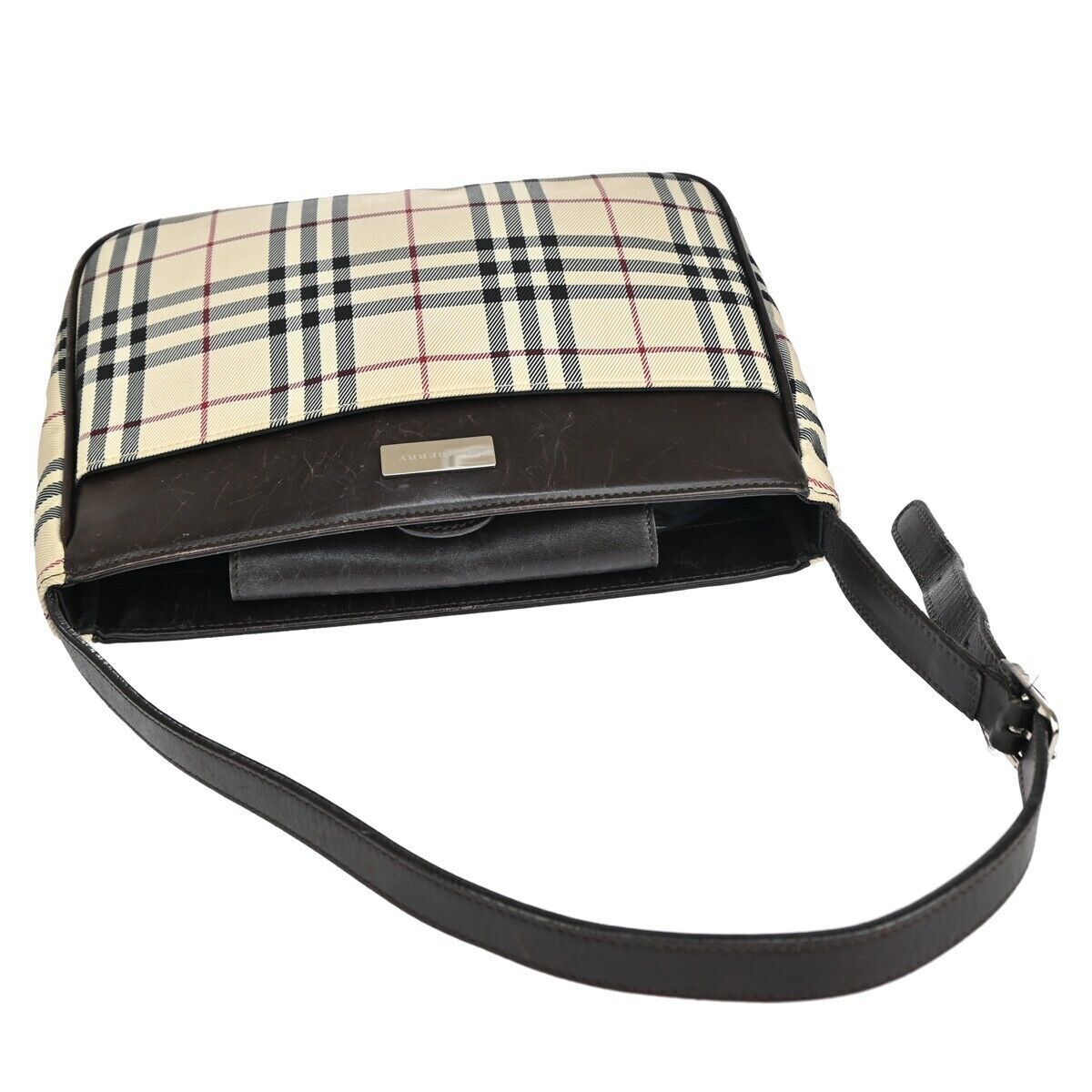 BURBERRY Logo Nova Check Shoulder Tote Bag Canvas Leather Beige Brown 60GA052