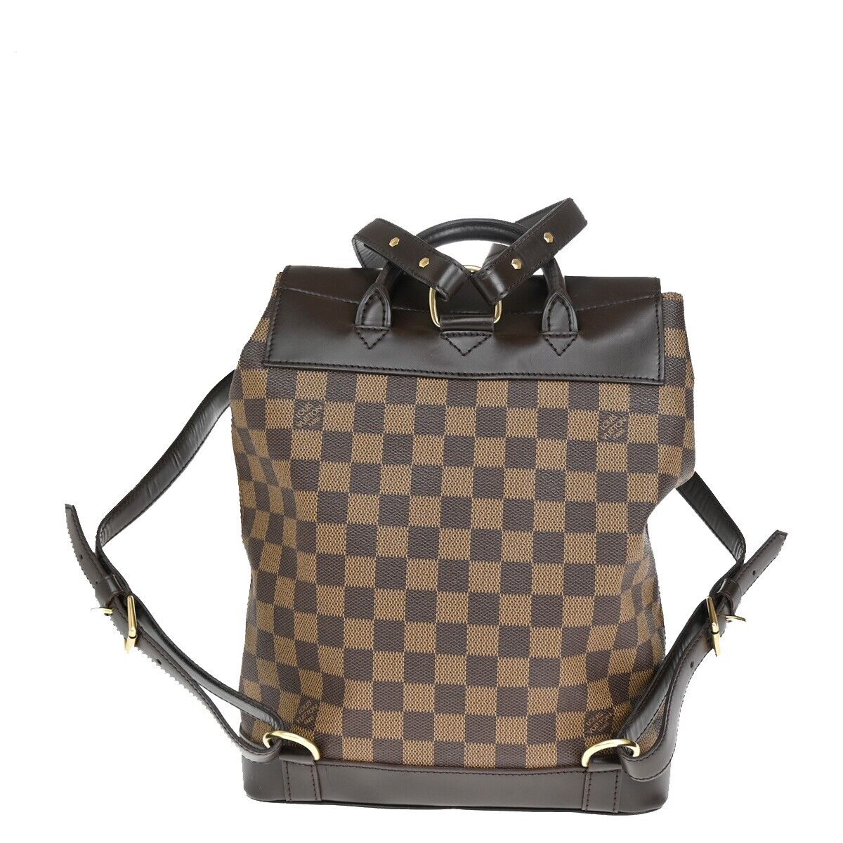 LOUIS VUITTON Logo Soho Backpack Bag Damier Ebene Leather Brown N51132 50SH733