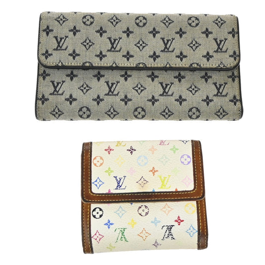 12.Live LOUIS VUITTON 2 Set Long Trifold Wallet Monogram Multi Mini  63KP532