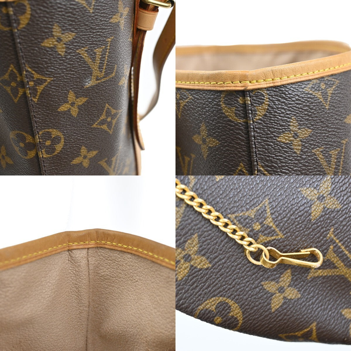 LOUIS VUITTON BUCKET GM Shoulder Tote Bag Monogram Leather Brown M42236 33EF194