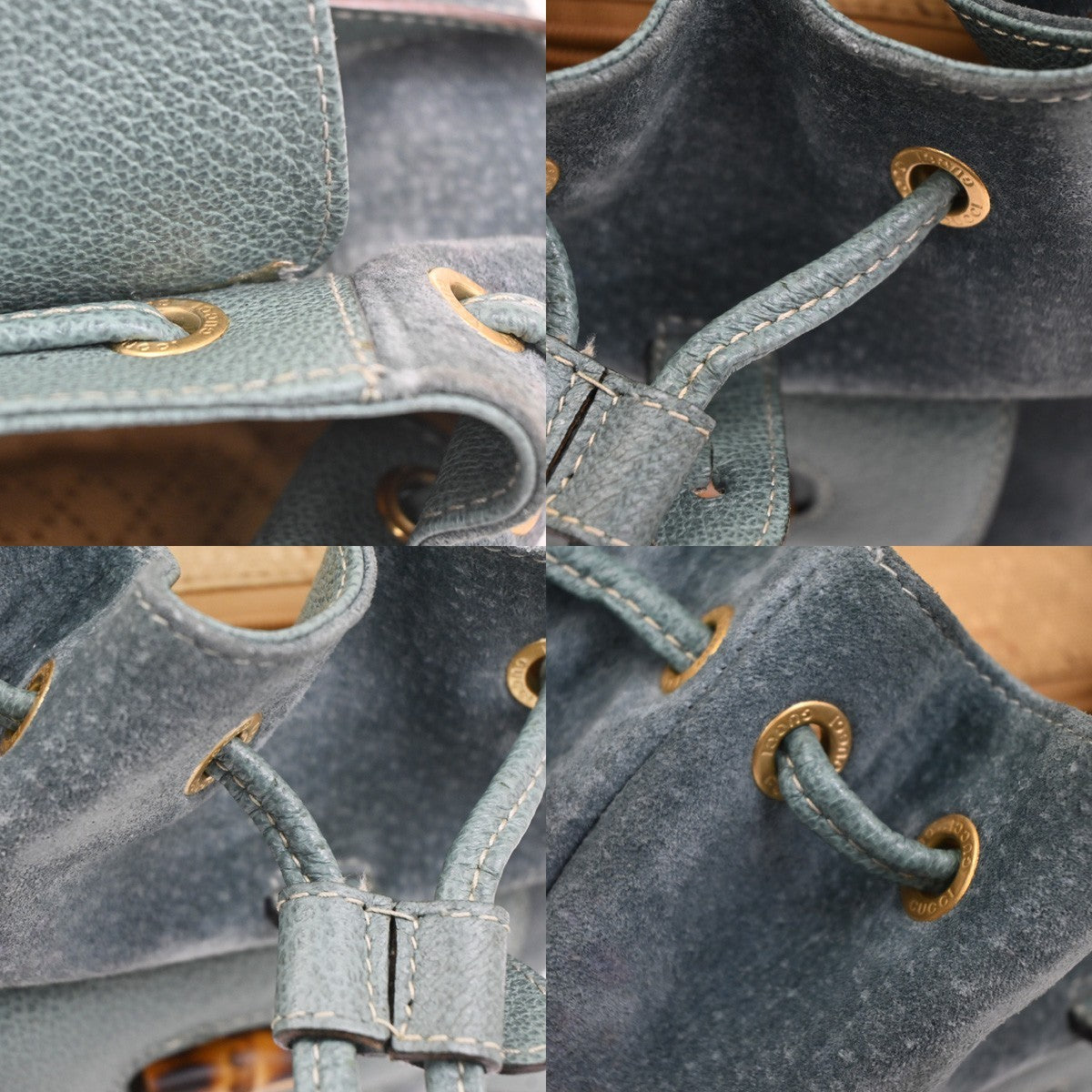 GUCCI Logo Bamboo Handle Mini Backpack Bag Suede Leather Green GHW Italy 36KC838