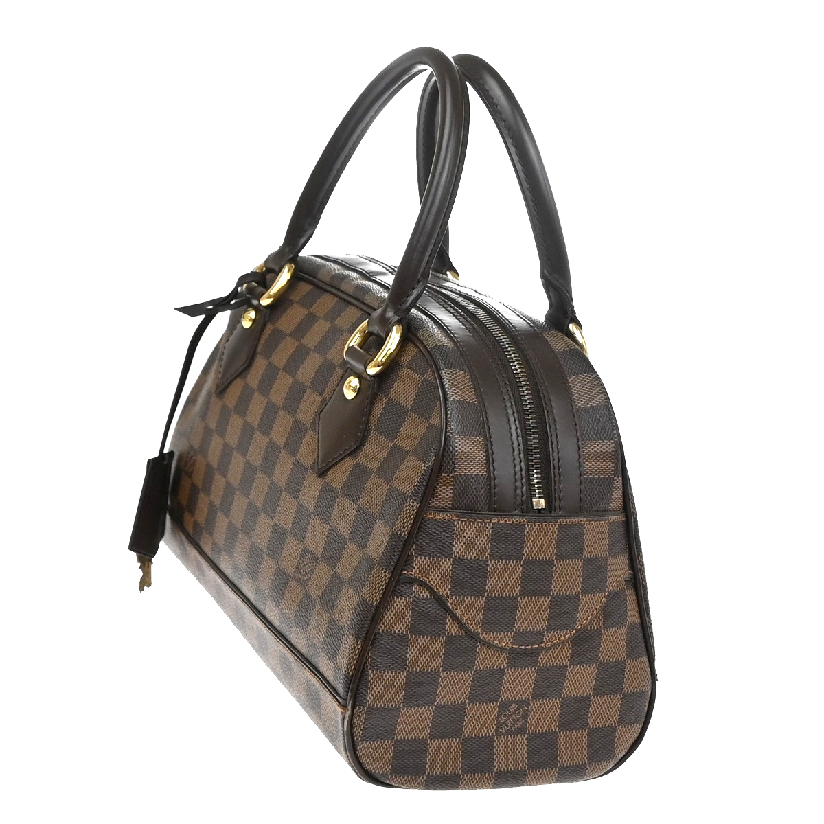 LOUIS VUITTON Logo Duomo Hand Bag Damier Ebene Leather Brown N60008 22YJ097