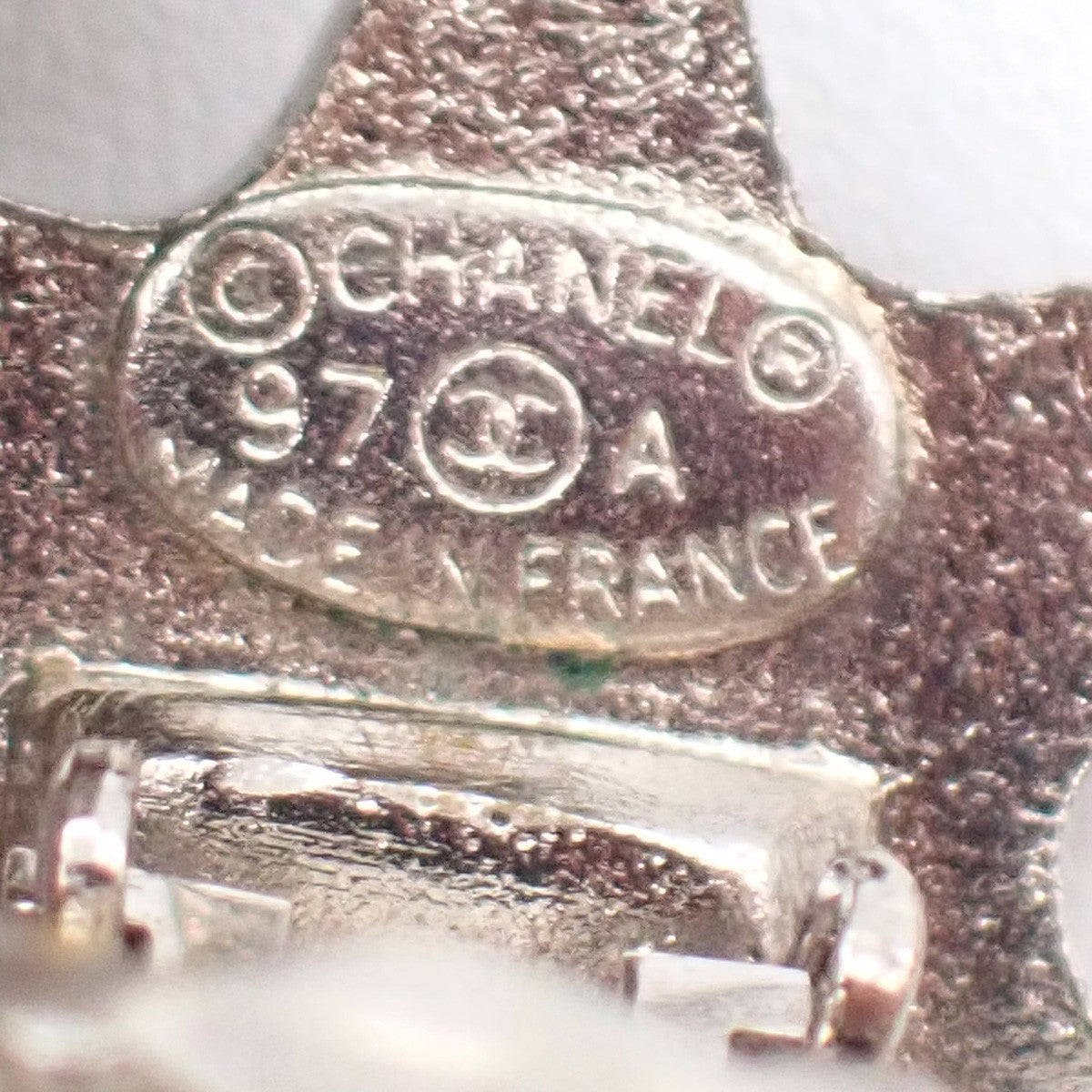 CHANEL Hexagram CC Logo Round Button Earrings 97A Clip-On Silver Vintage 31RL905