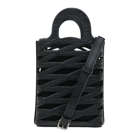 BALENCIAGA Logo Neo Phone Holder Shoulder Bag Leather Black SHW Italy 16RQ045