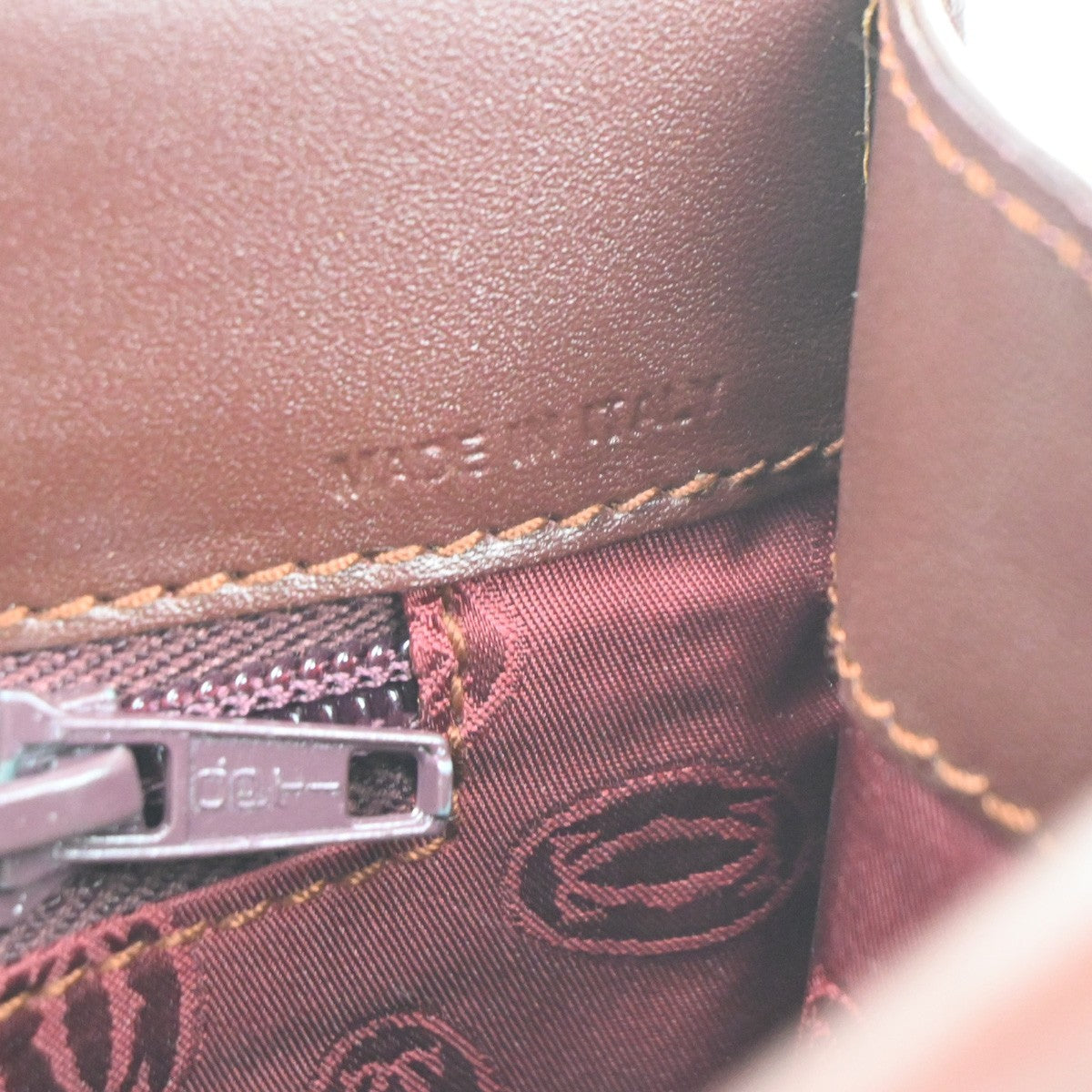 CARTIER Must Line Push lock Shoulder Bag  Leather Burgundy Red Italy GHW 36TA553