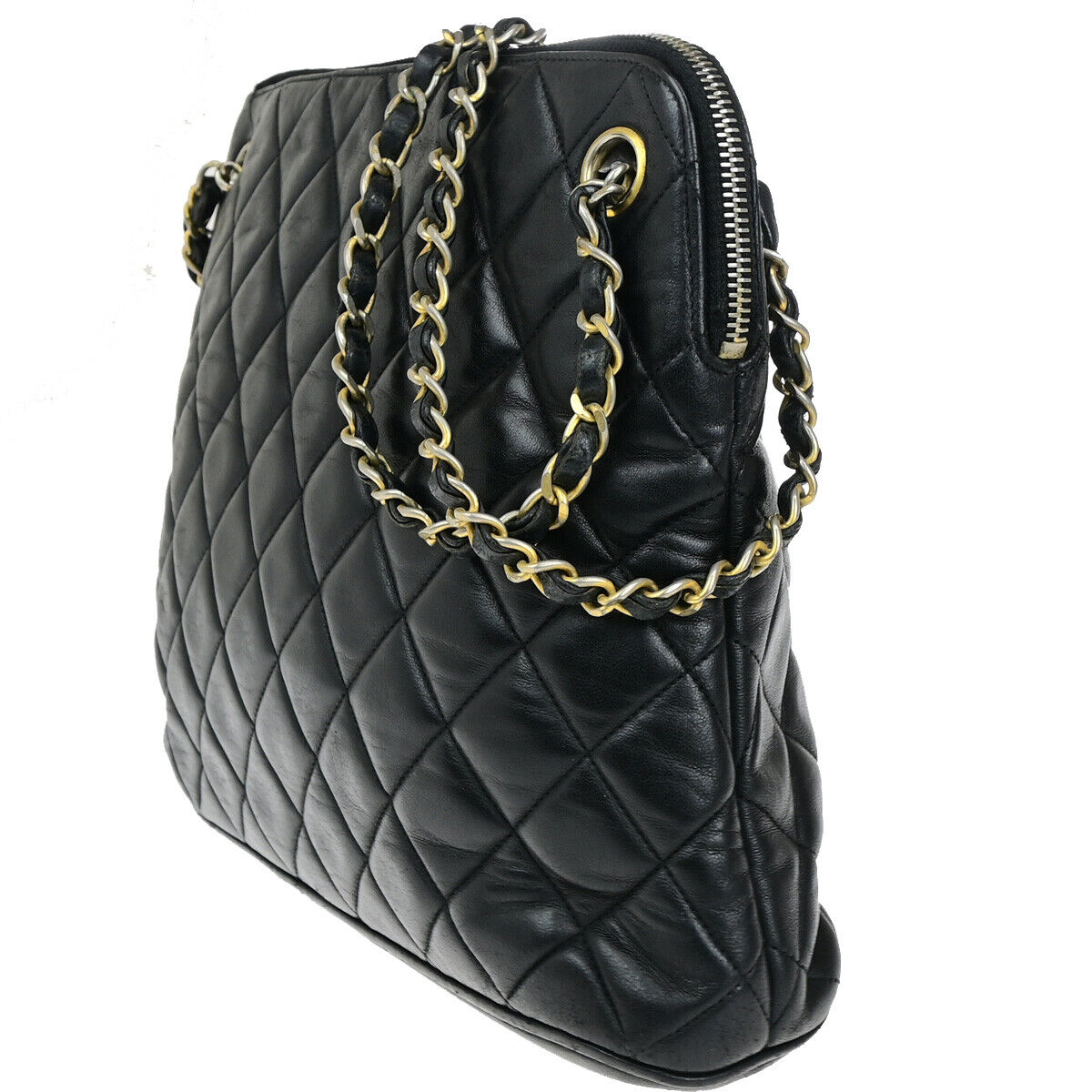 CHANEL CC Logo Matelasse Chain Shoulder Bag Leather Black GHW Vintage 10RK661