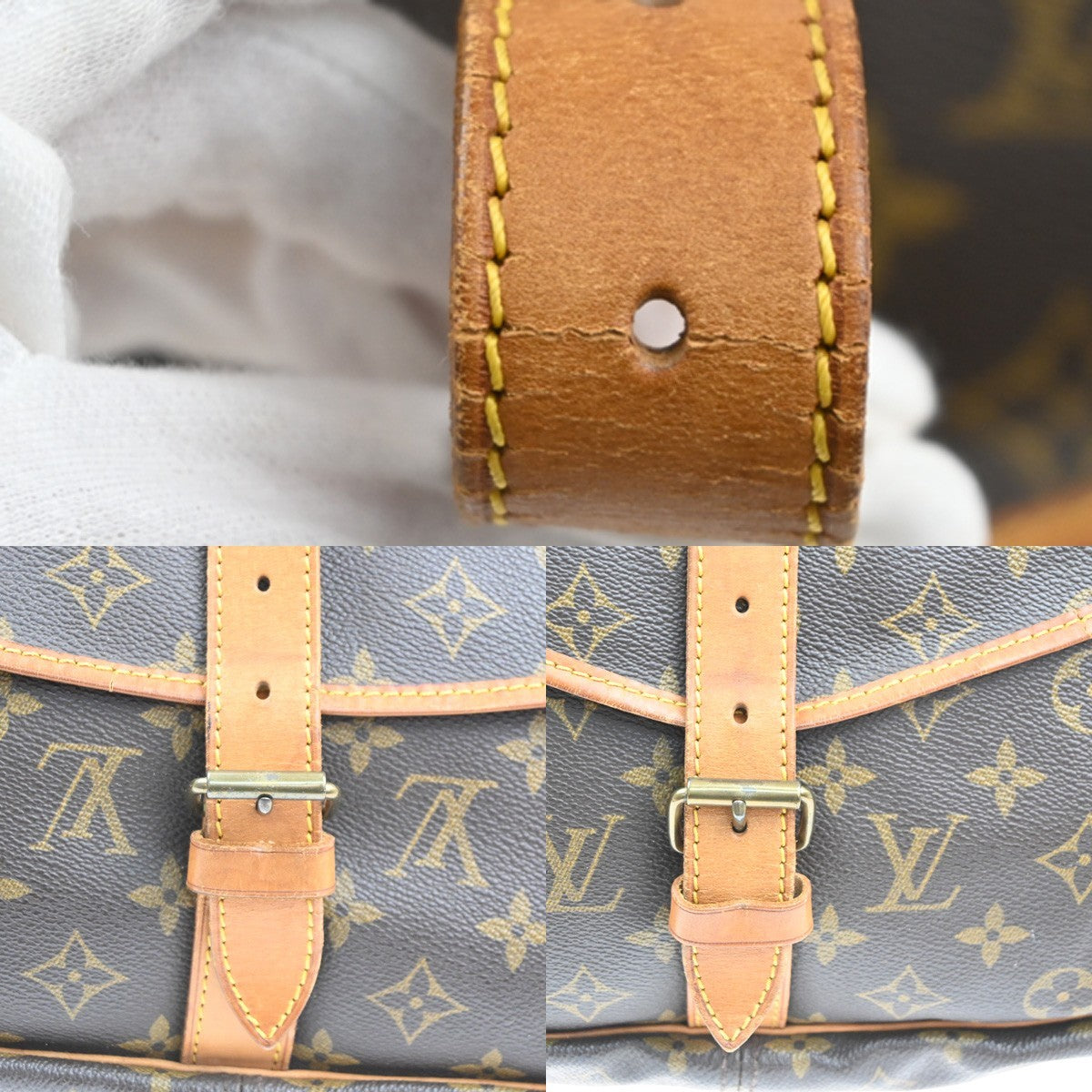 LOUIS VUITTON Saumur 35 Shoulder Bag Monogram Leather Brown M42254 86MA460