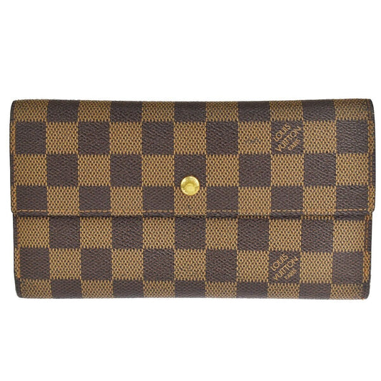 LOUIS VUITTON International Trifold Wallet Damier Leather Brown N61215 36SH437