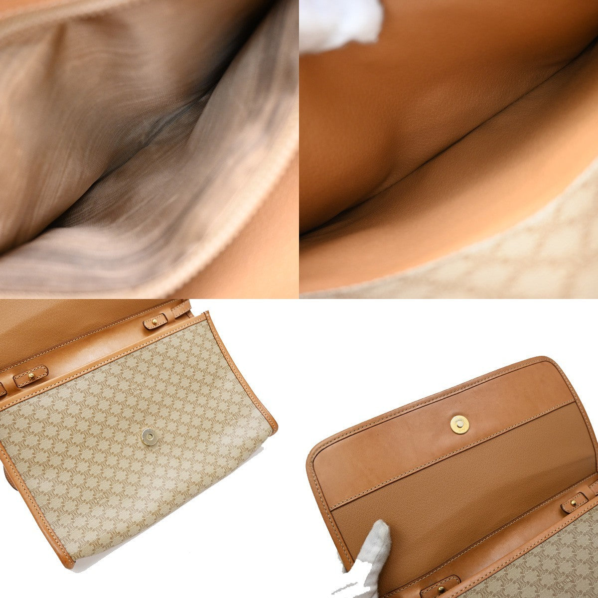CELINE Macadam Pattern Crossbody 2Way Shoulder Clutch Bag PVC Leather BN 67KB426
