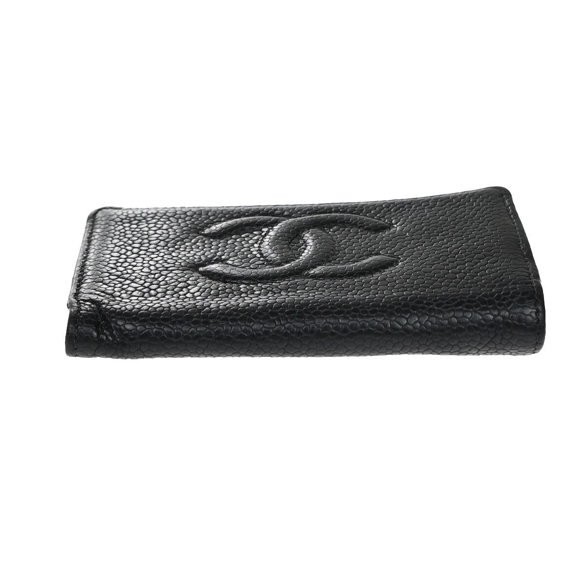 CHANEL 6 Hooks Key Case Bifold Grained Calfskin Leather Black Vintage 62RF295