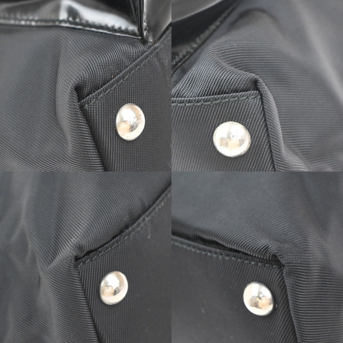 GUCCI Logo Tote Hand Bag Nylon Leather Black SHW Italy 02KP445