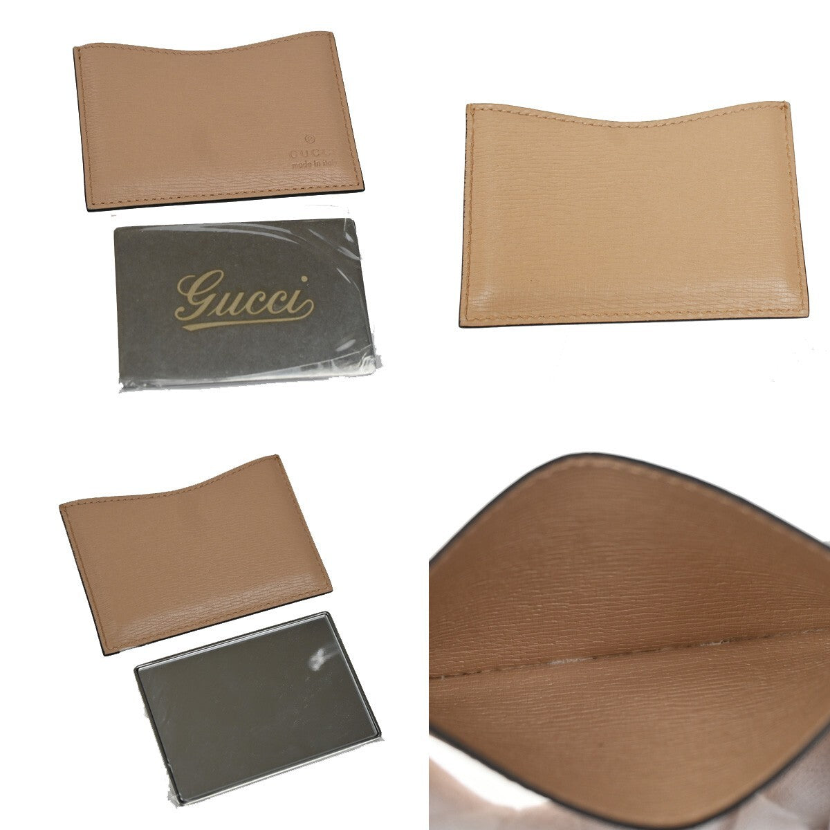 GUCCI Logo Bamboo 2Way Shoulder Hand Bag Leather Beige Silver Italy 669RL142