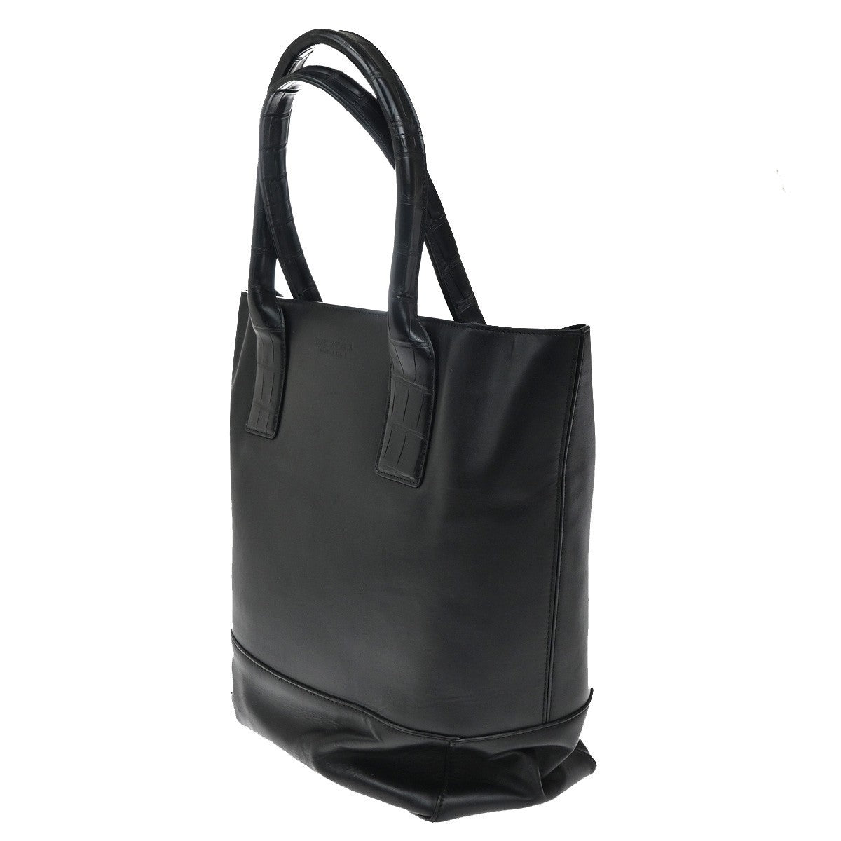 BOTTEGA VENETA Logo Shoulder Tote Bag Embossing Leather Black Italy 75KP333