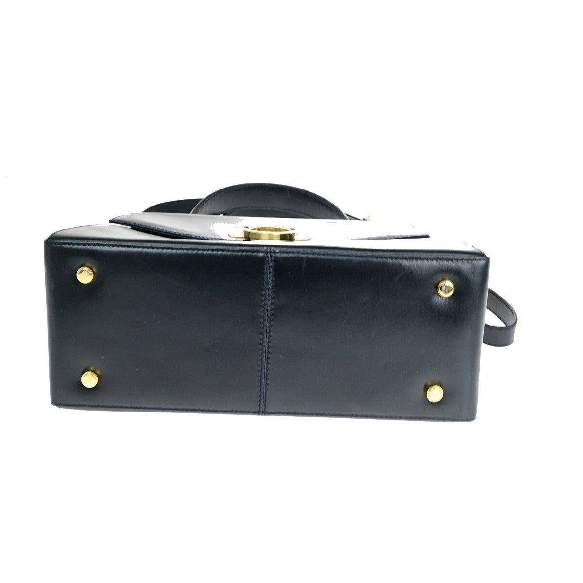 SALVATORE FERRAGAMO Logo Gancini 2Way Shoulder Hand Bag Leather Blue GHW 34YF576