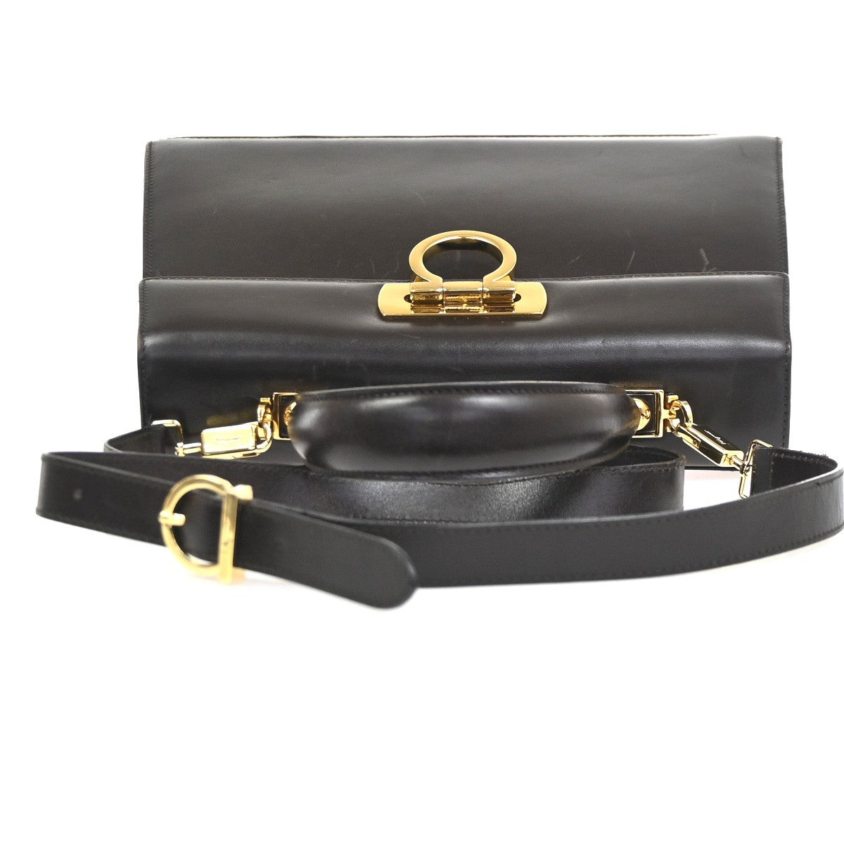 SALVATORE FERRAGAMO Gancini 2Way Shoulder Hand Bag Leather BN Italy GHW 83RL933