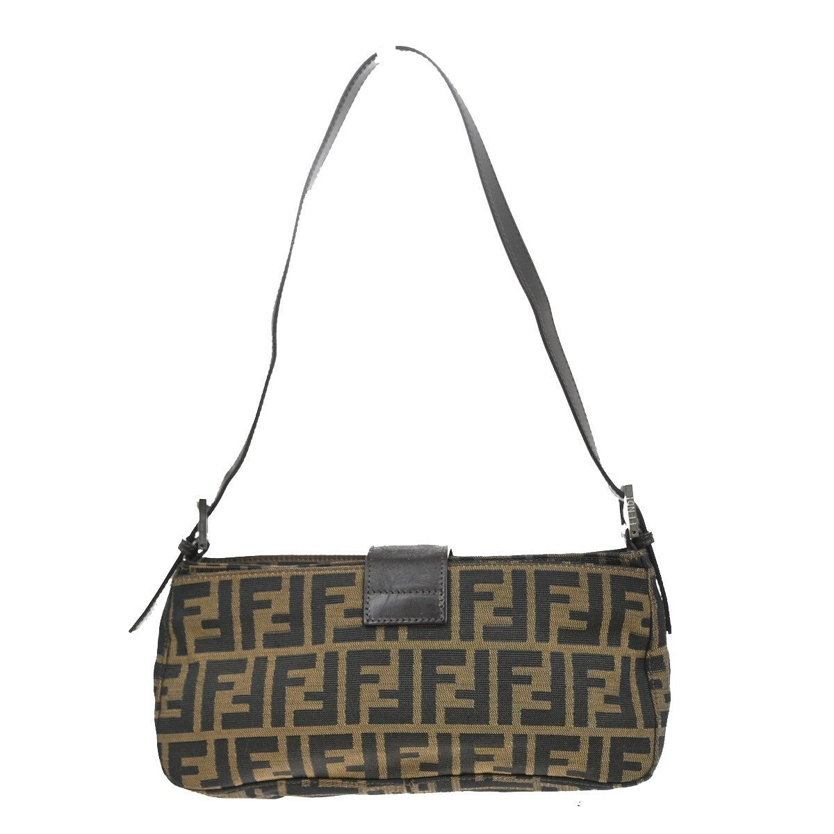 FENDI Mamma Baguette Zucca Shoulder bag Canvas Leather Brown SHW Italy 50MA115