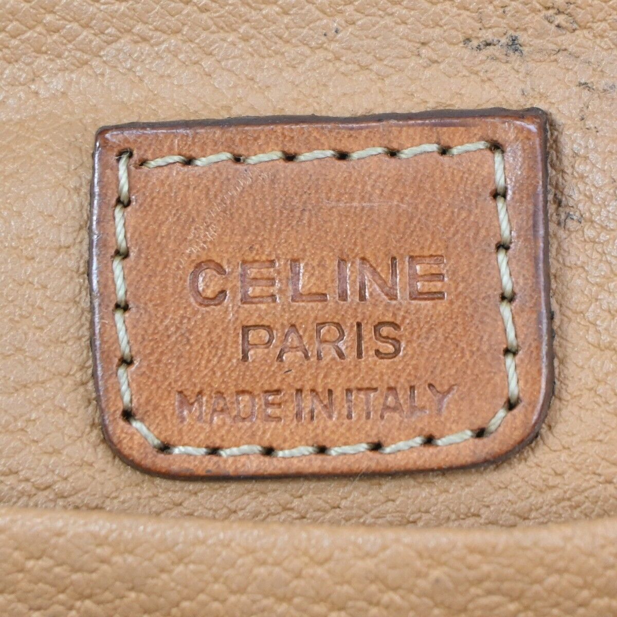 CELINE Logo Macadam Pattern Clutch Hand Bag PVC Leather Brown Italy 02ED480