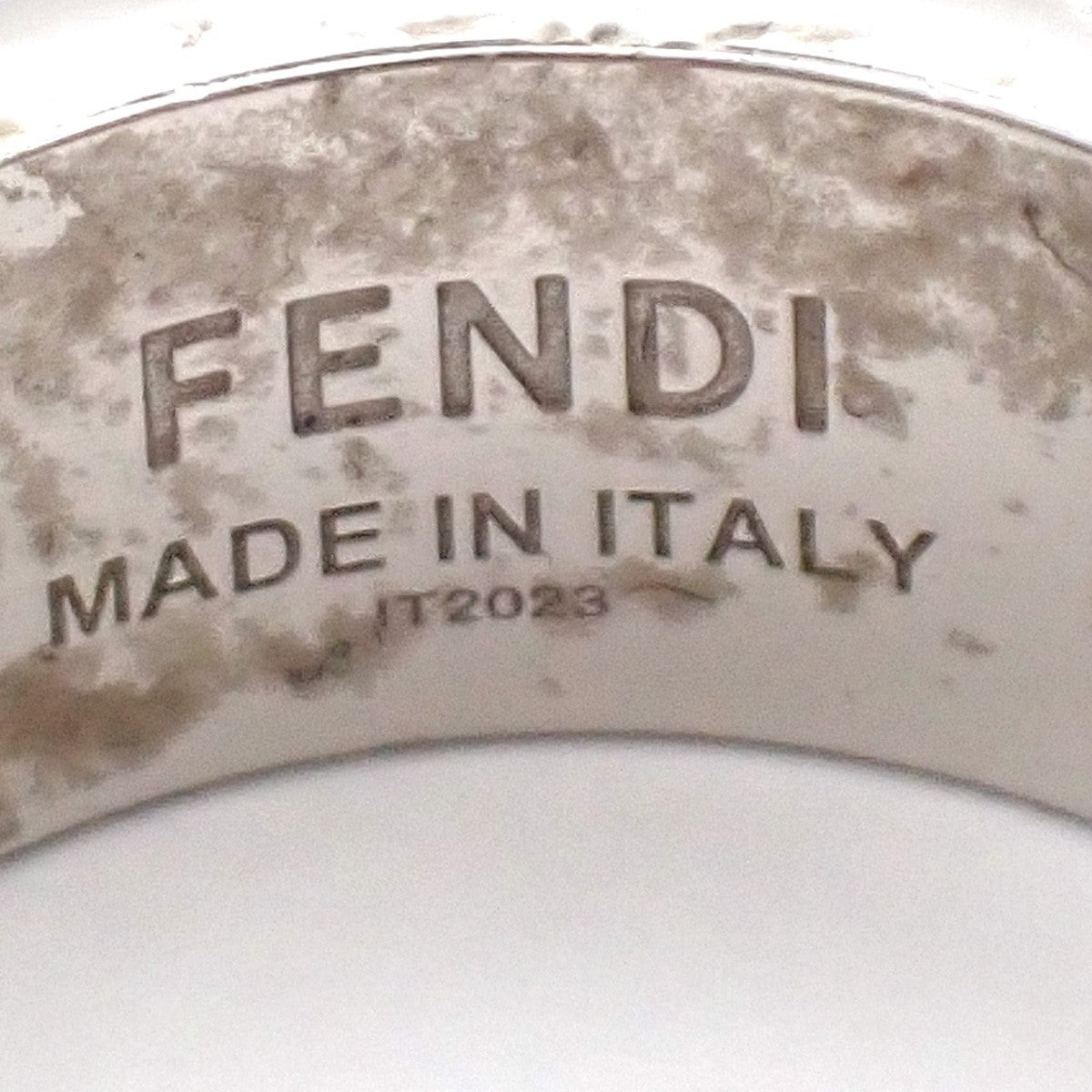FENDI Logo Zucca Shadow FF Ring Size S Silver Plated Italy 01EG264