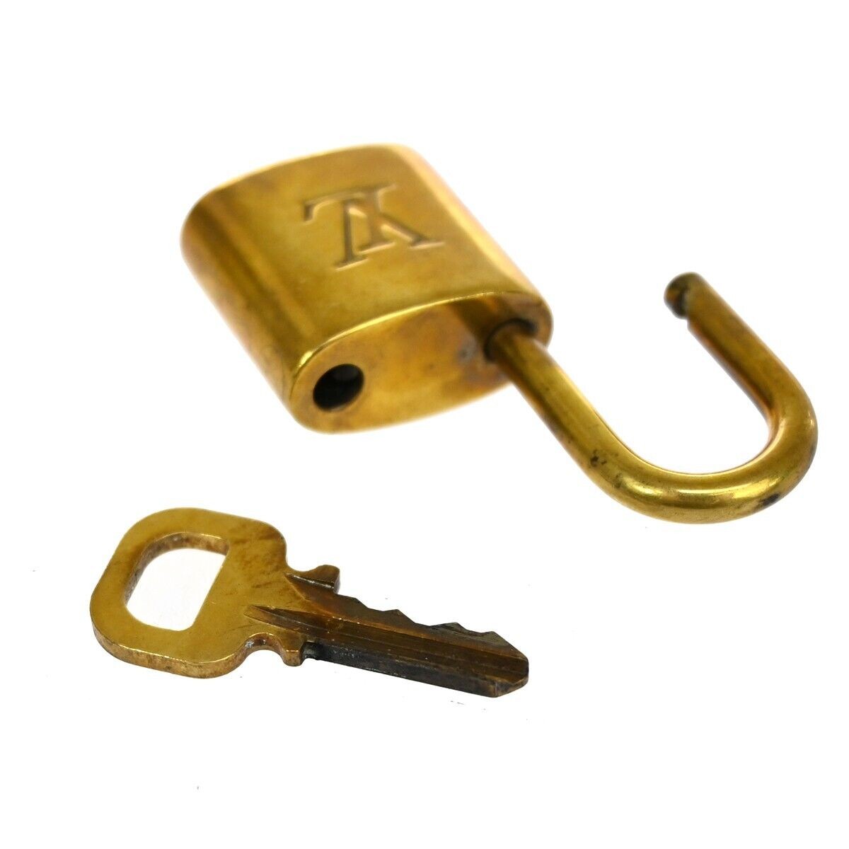 LOUIS VUITTON LV 10 SET PADLOCK KEY BAG CHARM CADENA GOLD PLATED FRANCE 34GA934