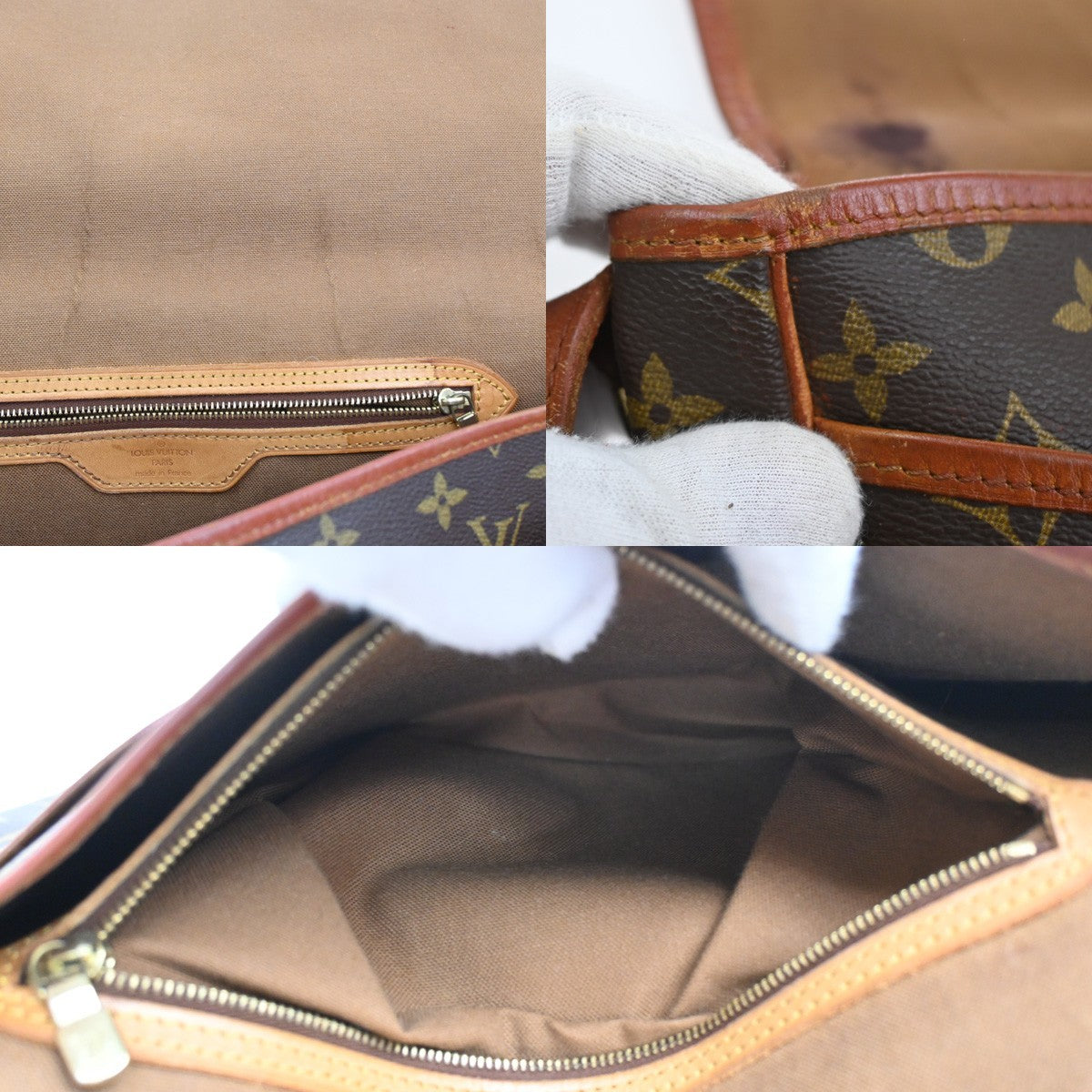 LOUIS VUITTON Gibeciere MM Shoulder Bag Monogram Leather Brown M42247 66SA102