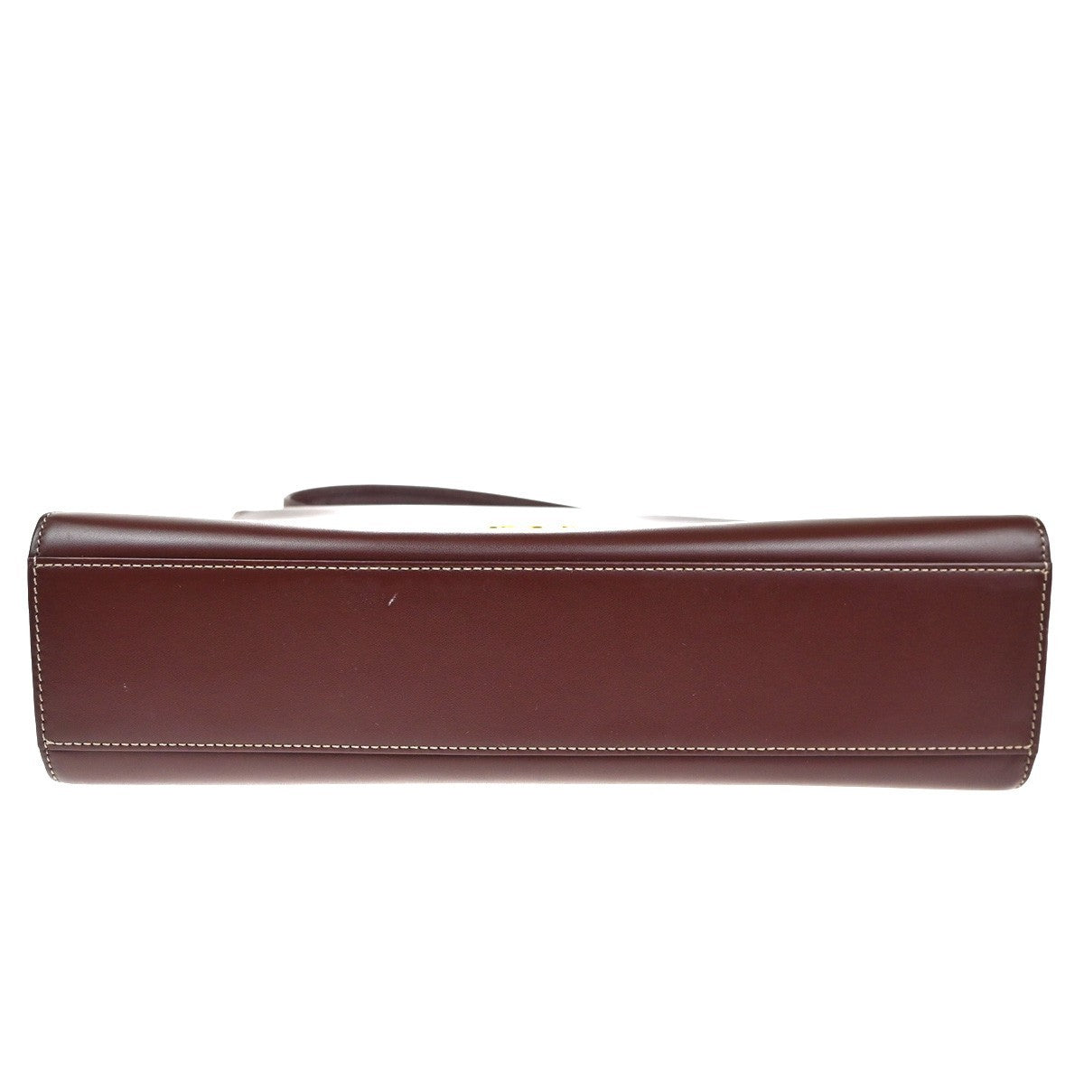 CARTIER Logo Must Line Hand Bag Leather Red Gold Burgundy Italy 64TA506