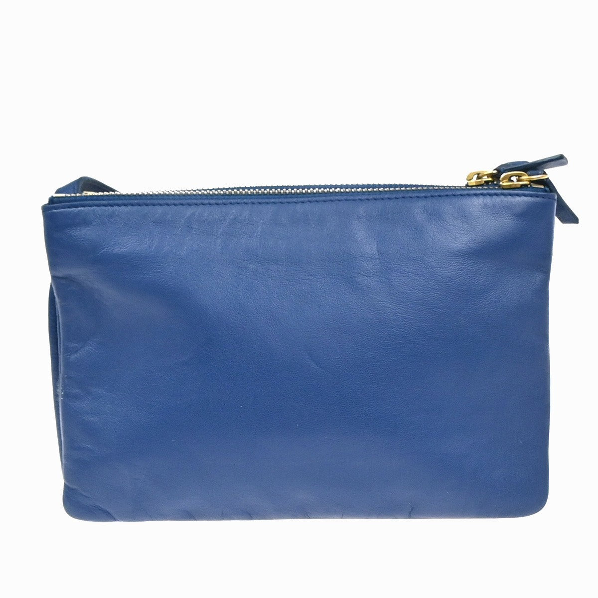 CELINE Logo Trio Crossbody Shoulder Bag Leather Blue Italy 87KP580