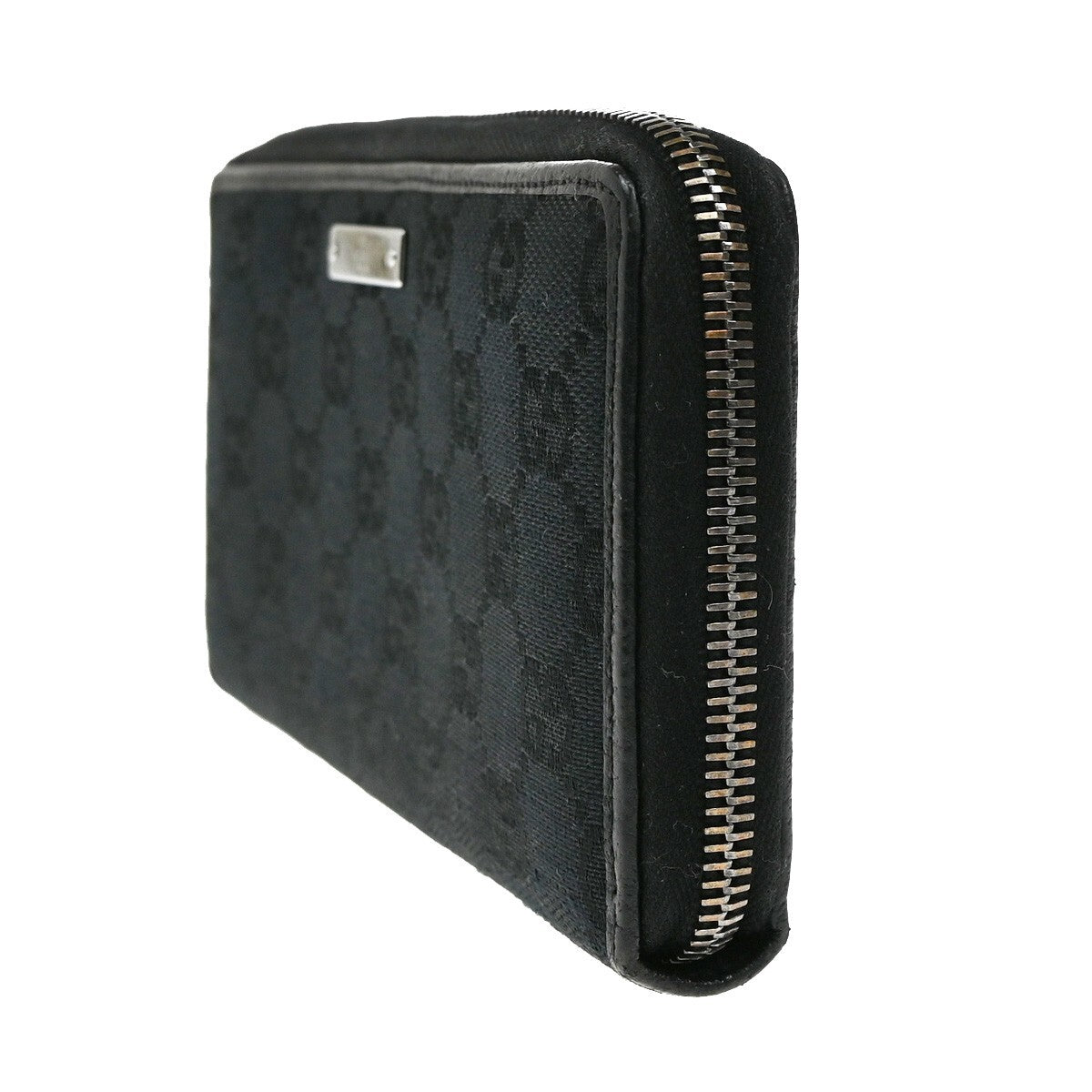 GUCCI Logo GG Pattern Long Zip Aroung Wallet Purse Canvas Leather Black 62YH231