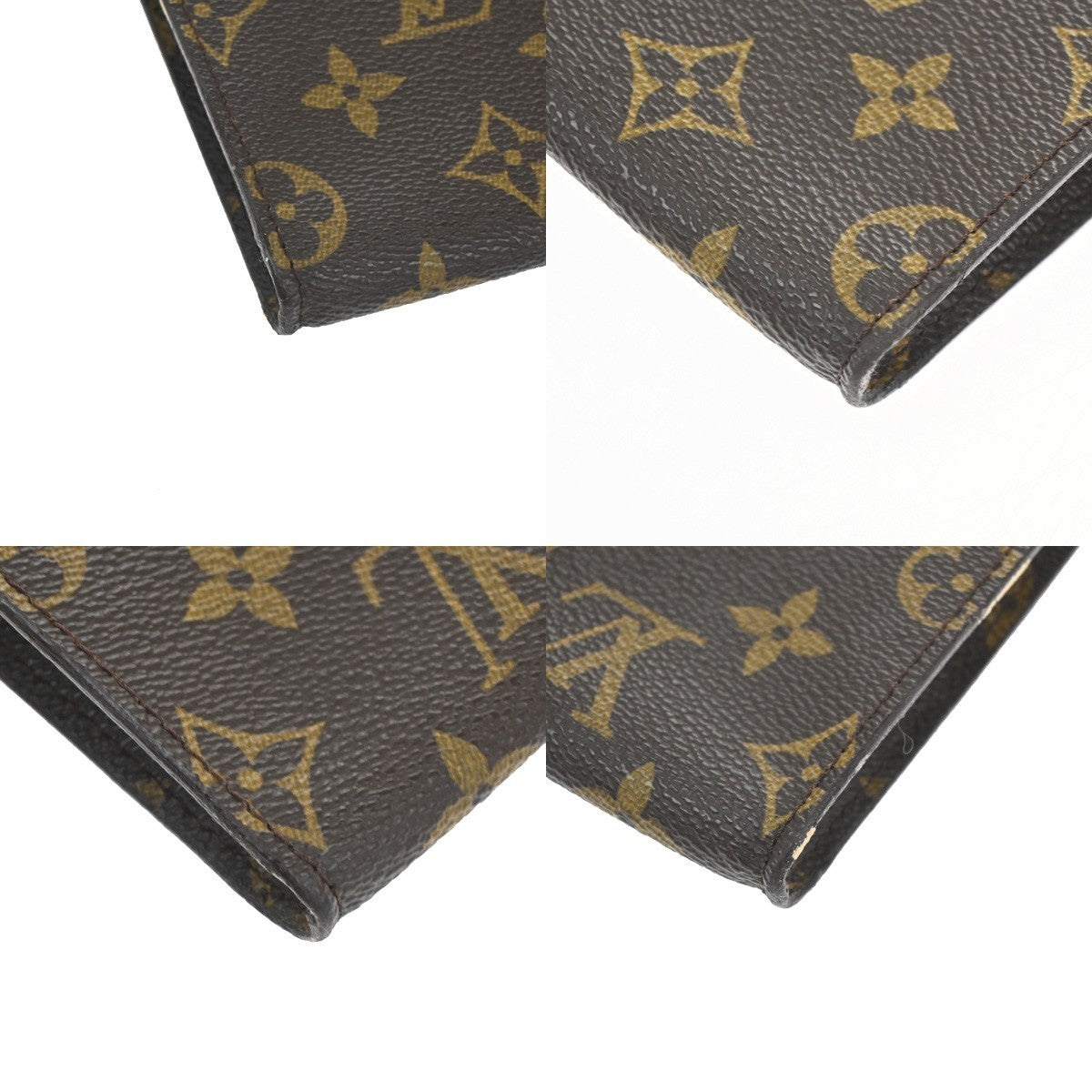 LOUIS VUITTON Logo BUCKET PM Pouch Bag Monogram Leather Brown France  05TA489