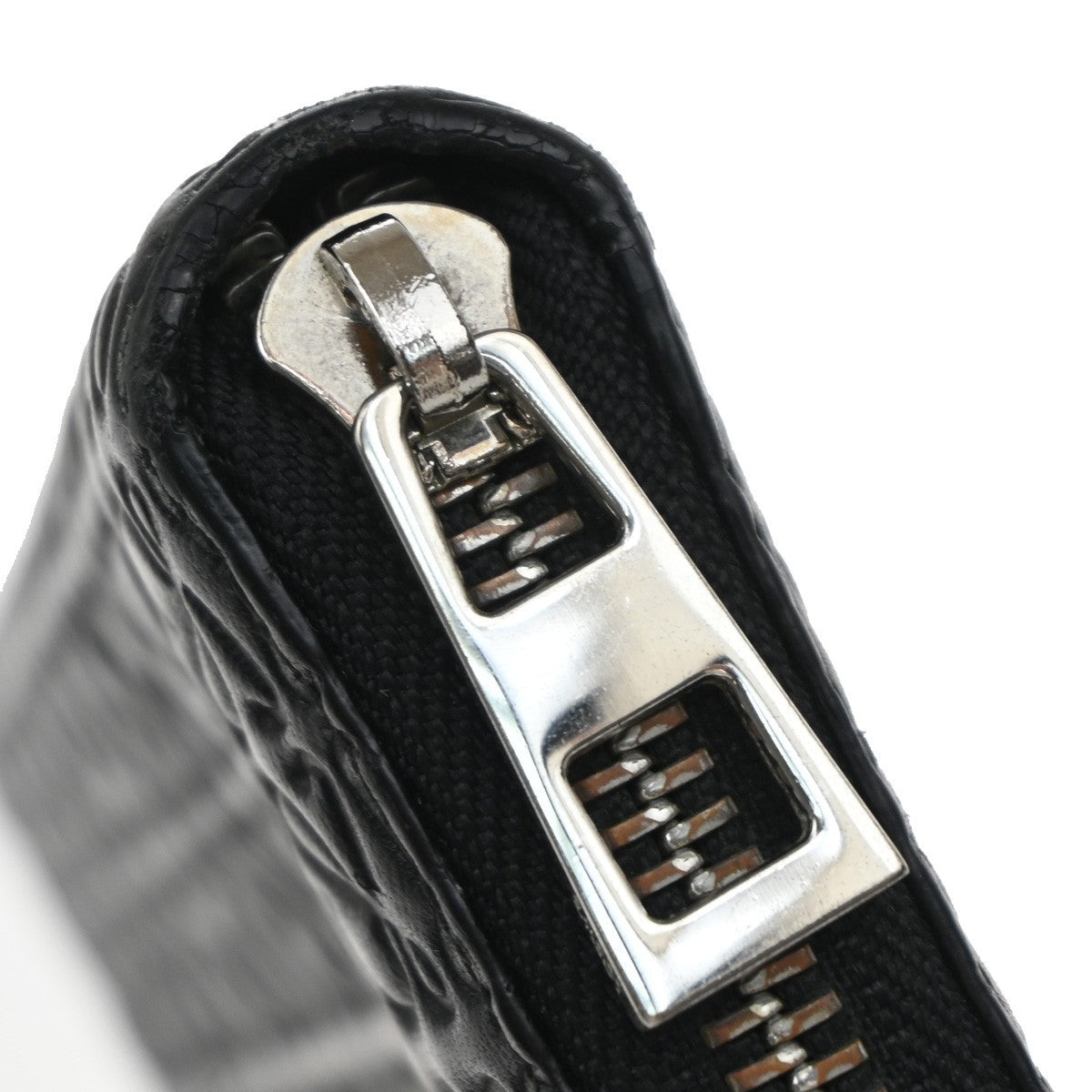LOEWE Logo Anagram Repeat Long Zipper Wallet Embossed Leather Black 69KP047