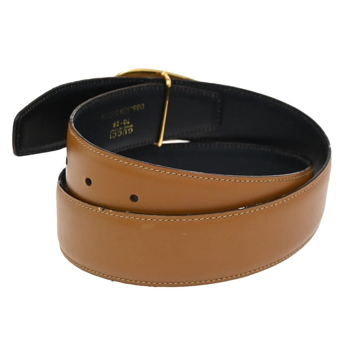 GUCCI G Logo Belt 70/28 Leather Brown Blue GHW Italy 66KC646