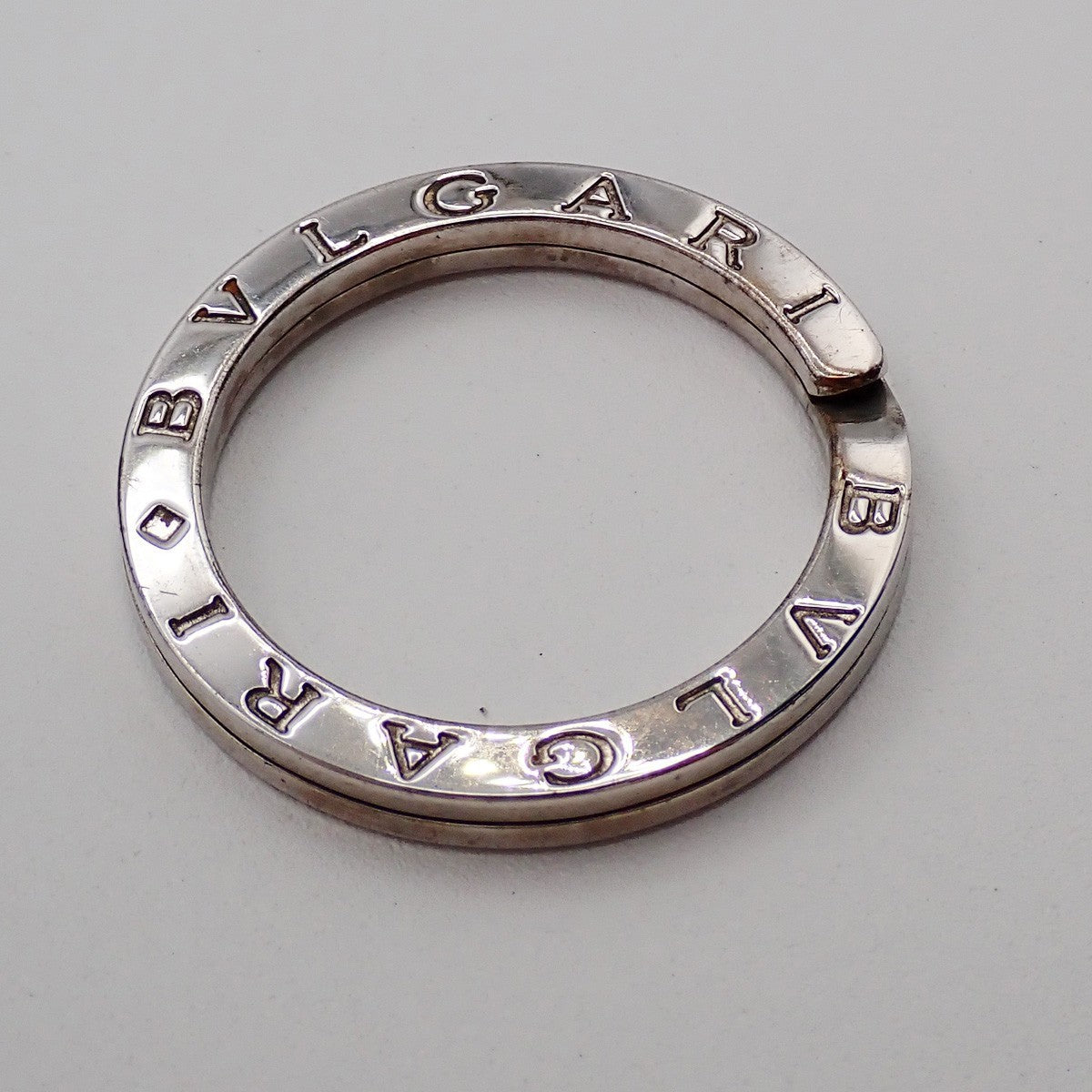 BVLGARI Logo Key Ring Silver Ag 925 Accessory Italy 02EG277