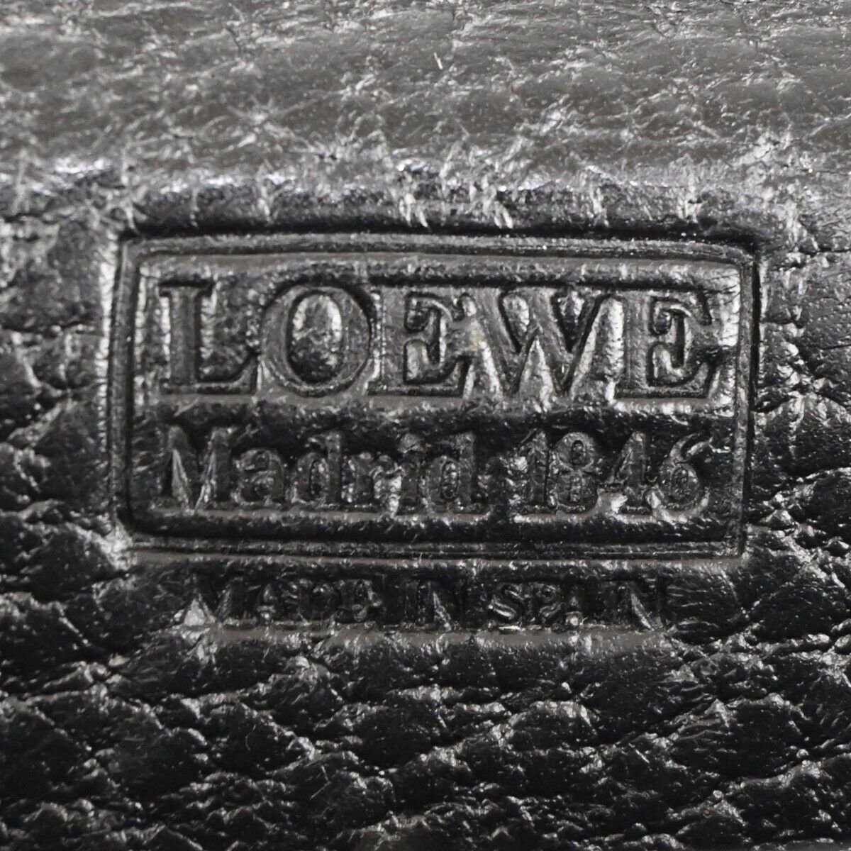 LOEWE Logo Anagram Briefcase Hand Bag Leather Key Black Gold Spain 61GA035